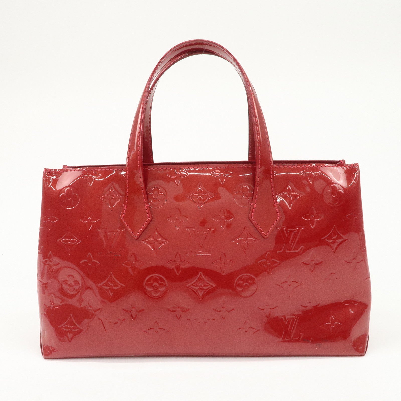 Louis Vuitton Monogram Vernis Wilshire PM Hand Bag Red M93642