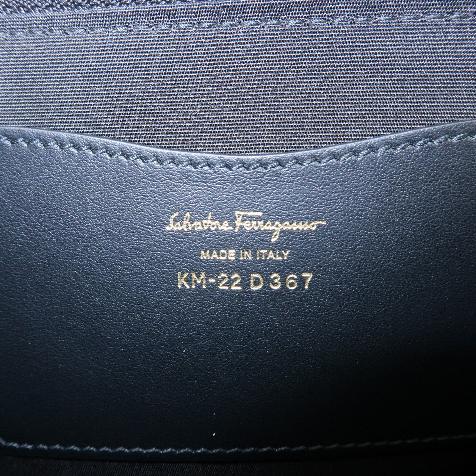 Ferragamo Gancini Leather Clutch Bag Pouch Cosmetic Bag Black