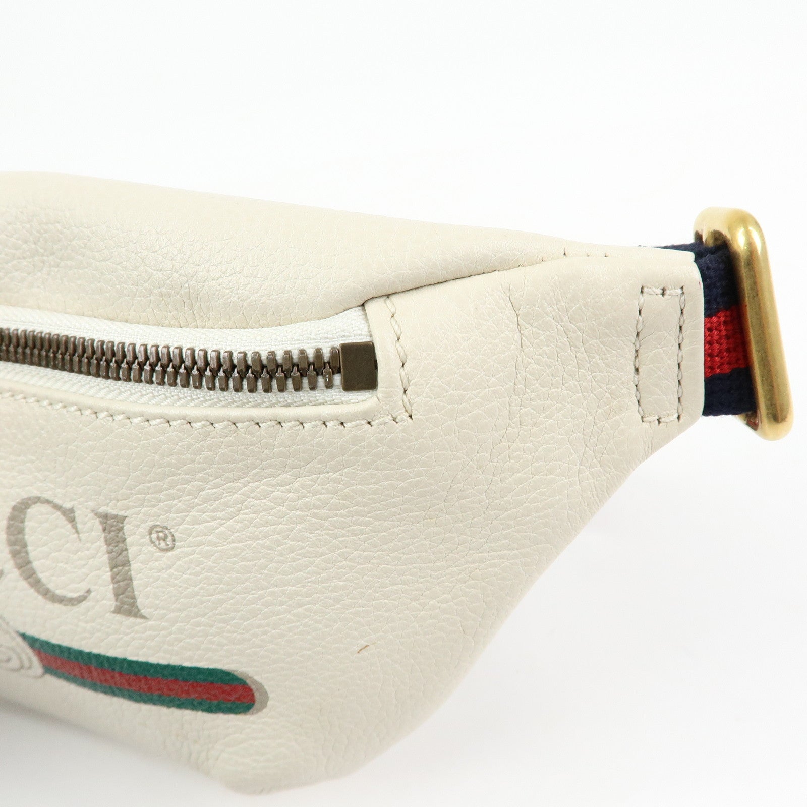 GUCCI Sherry Leather Waist Pouch Body Bag White 527792