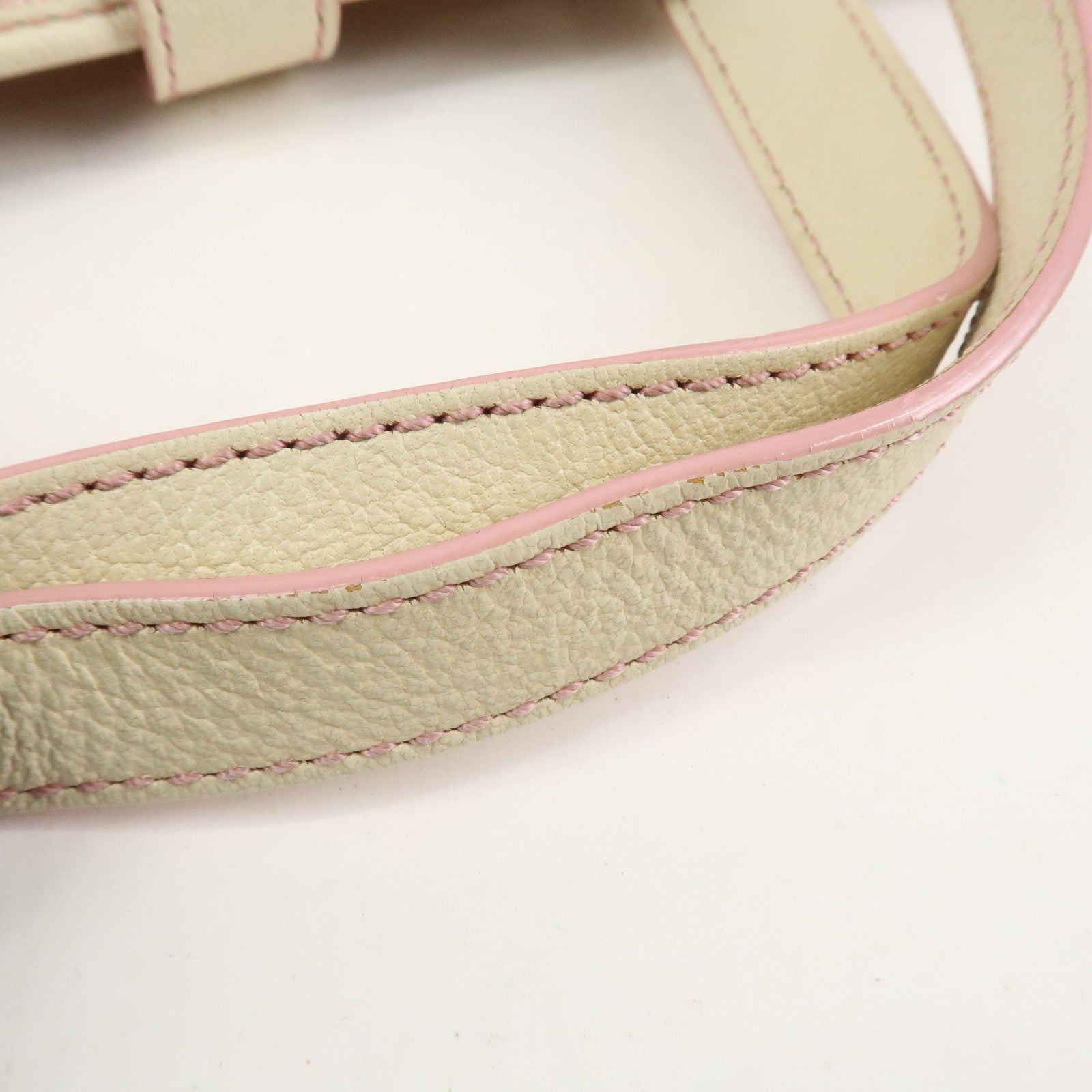 CELINE C Macadam Canvas Leather Tote Bag Shoulder Bag Pink Ivory