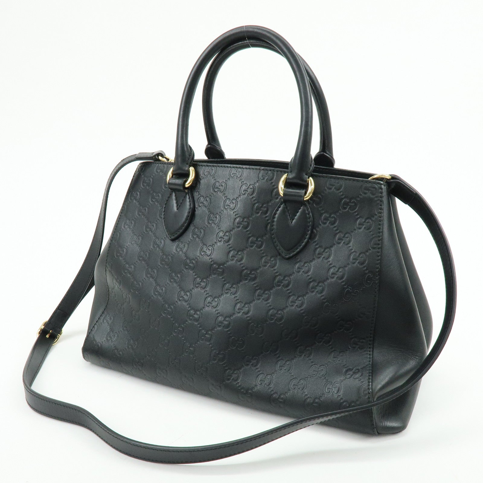 GUCCI Guccissima Leather 2Way Bag Hand Shoulder Bag Black 453704