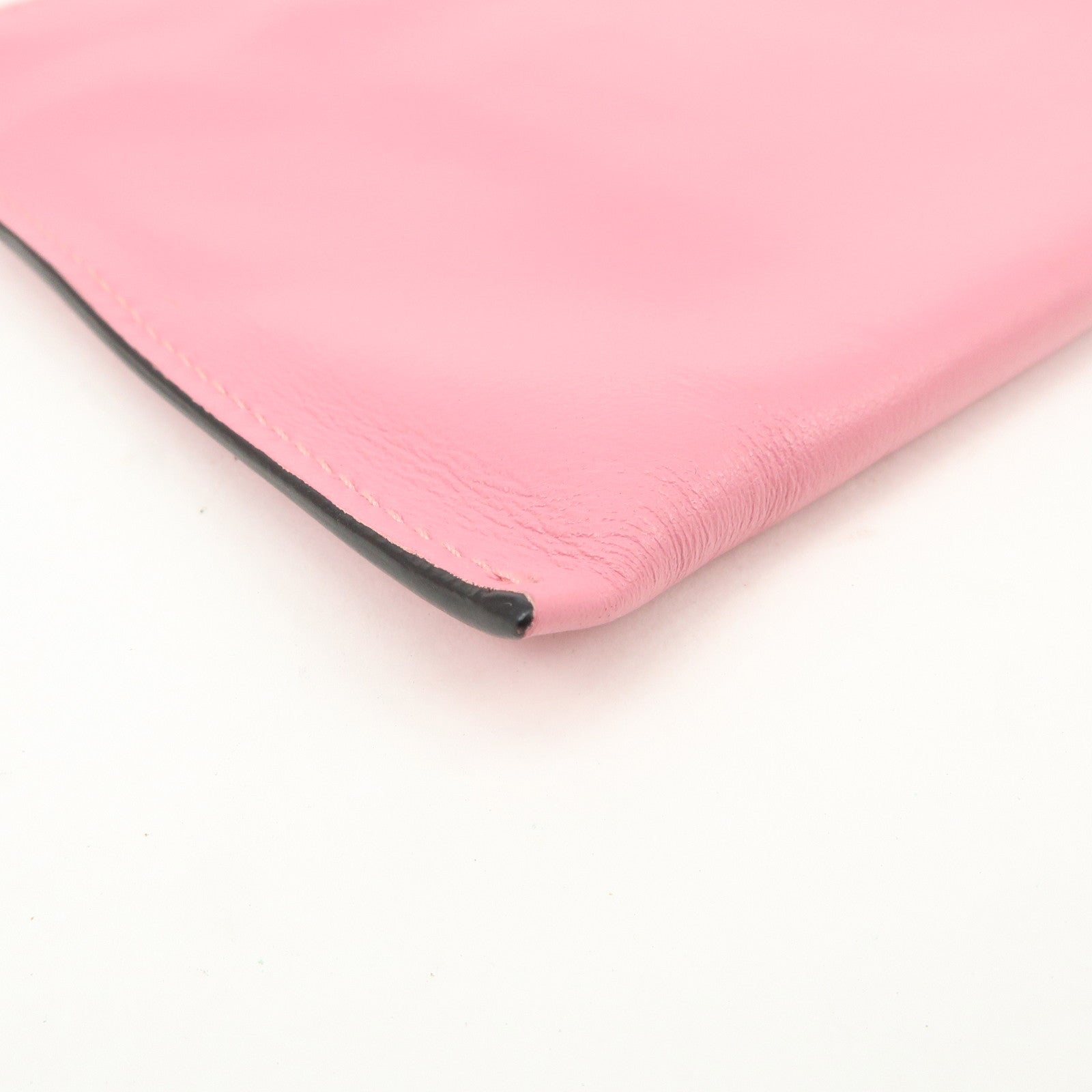 MIUMIU Logo Leather Clutch Bag Pouch Pink 5N1890