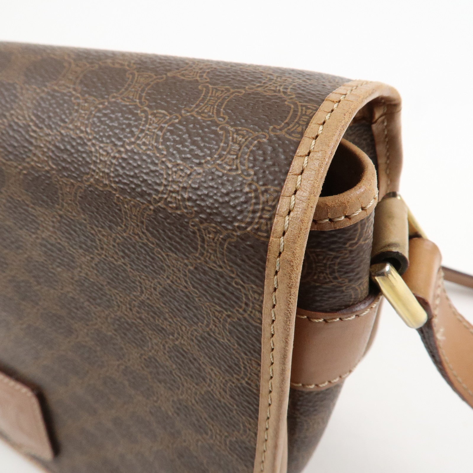 CELINE Macadam PVC Leather Shoulder Bag Crossbody Bag Brown
