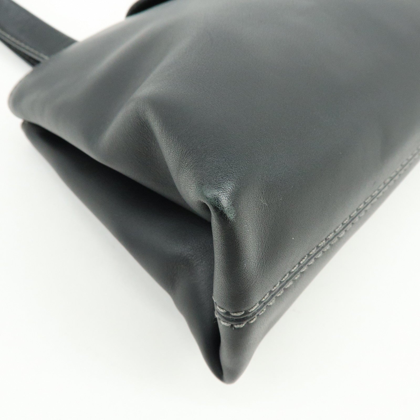 BVLGARI Logo Leather Shoulder Bag Hand Bag Black