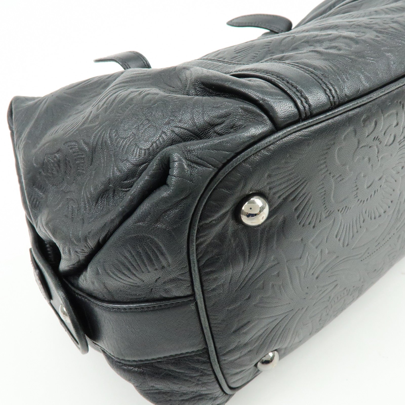 LOEWE Canela Nappa Leather Mini Boston Bag Shoulder Bag Black