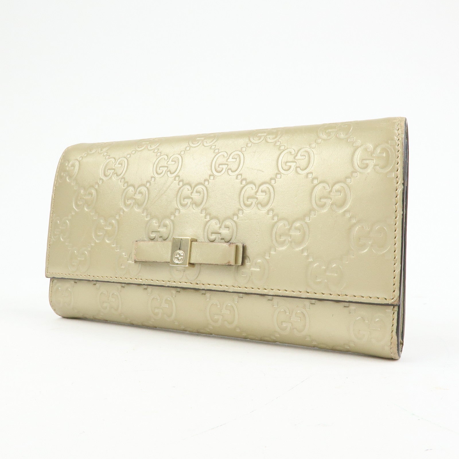 GUCCI Guccissima Interlocking G Flap Long Wallet Gold 388679