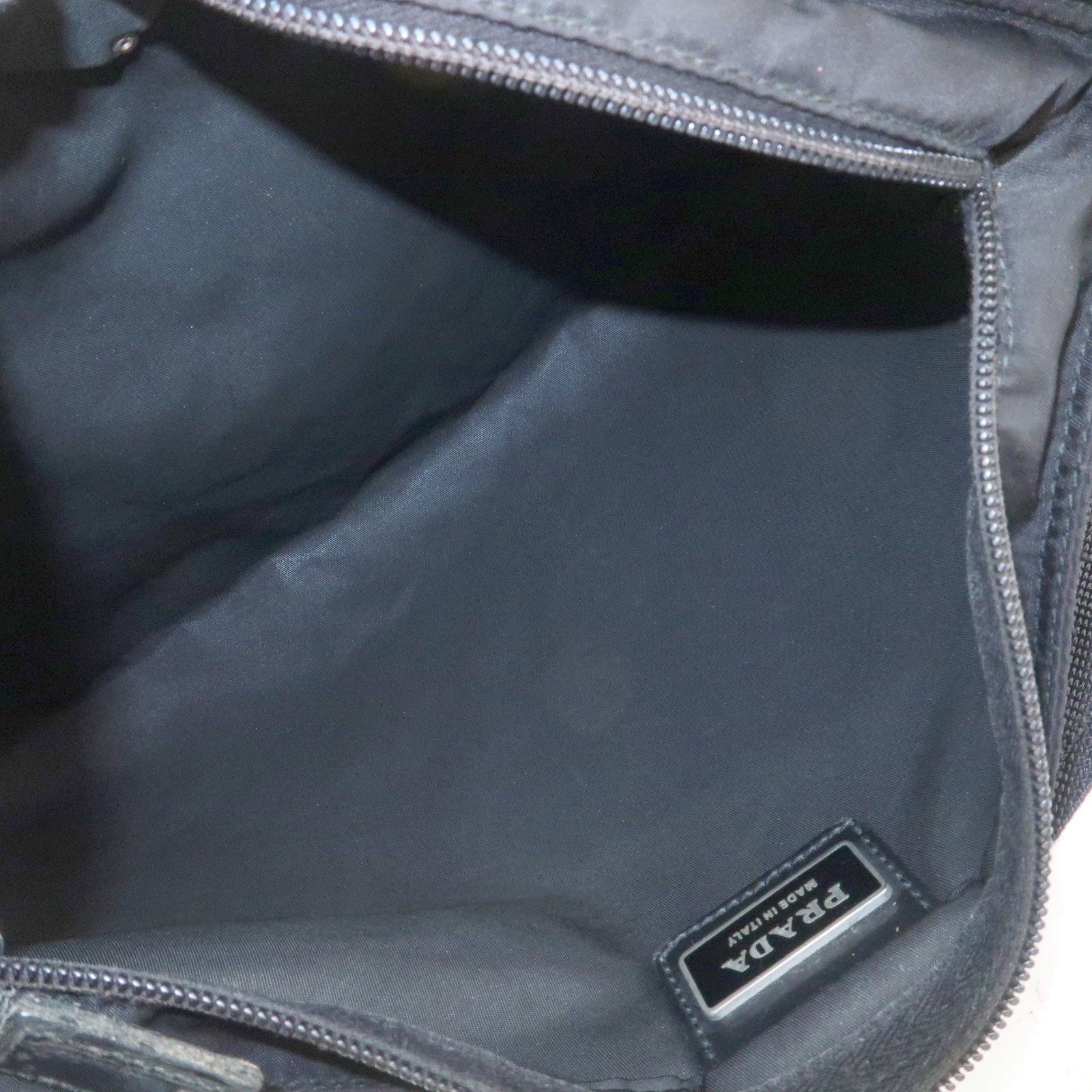 PRADA Triangle Logo Nylon Leather Shoulder Bag Crossbody Bag black