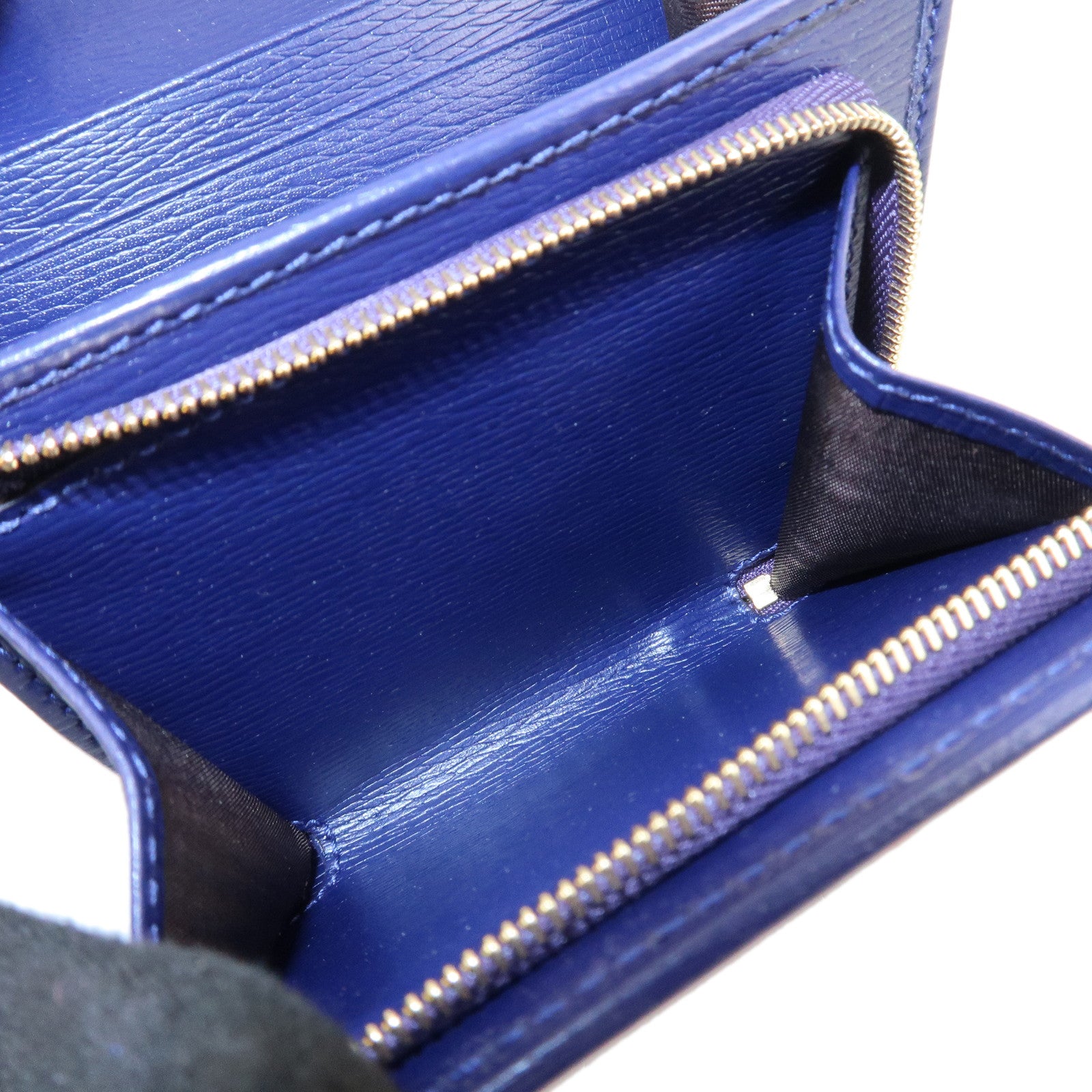 GUCCI Horsebit Dot Pattern Leather Bifold Wallet Navy Red 621891 Used