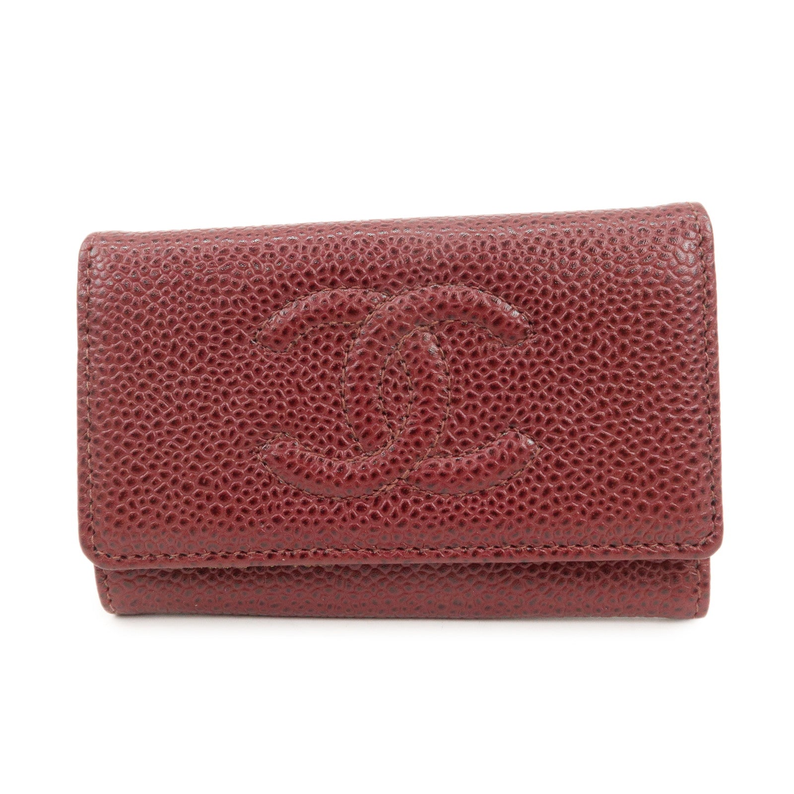 CHANEL COCO Mark Caviarskin 6 Rings Key Case Key Holder A13502