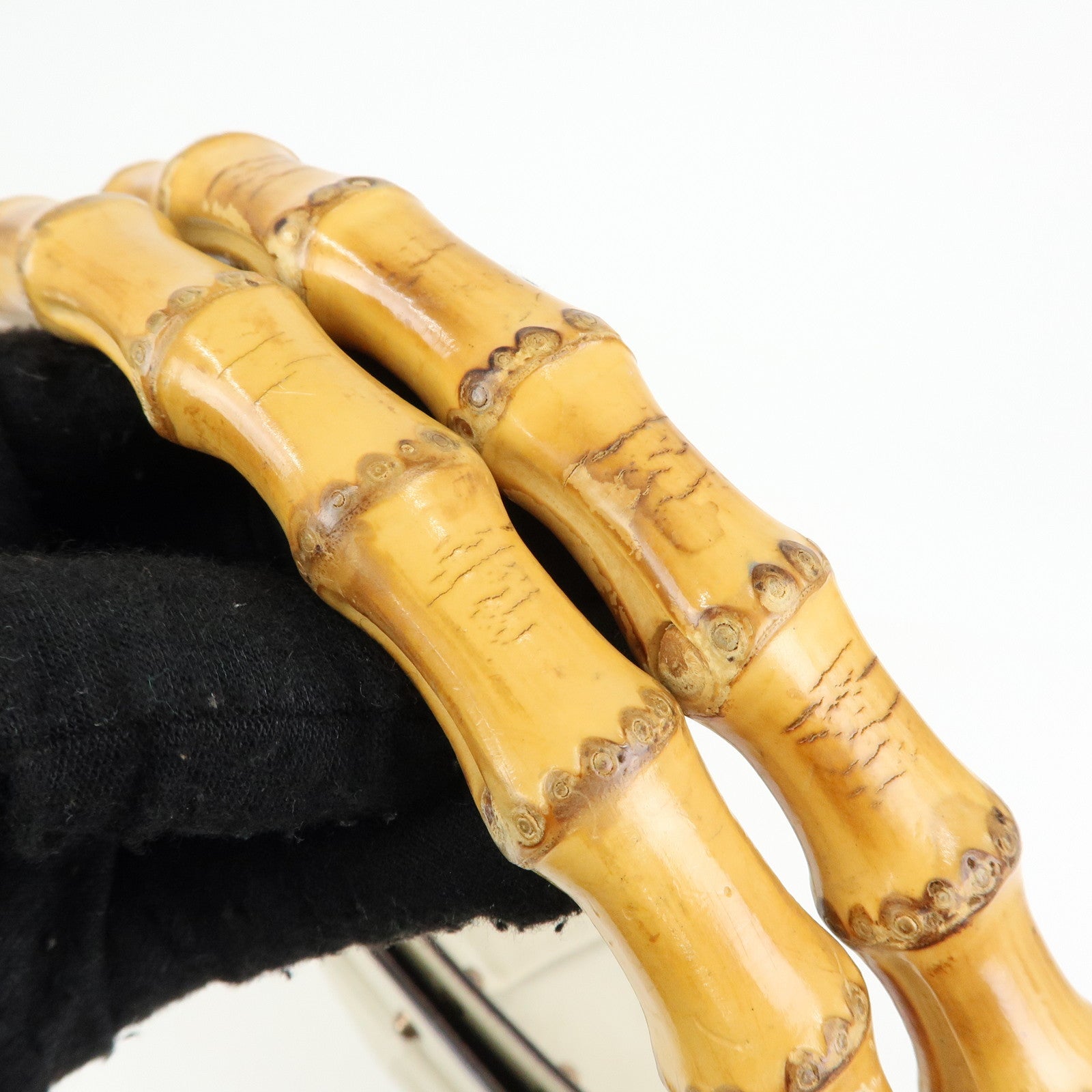 GUCCI Bamboo Leather Hand Bag Shoulder Bag Ivory 124293