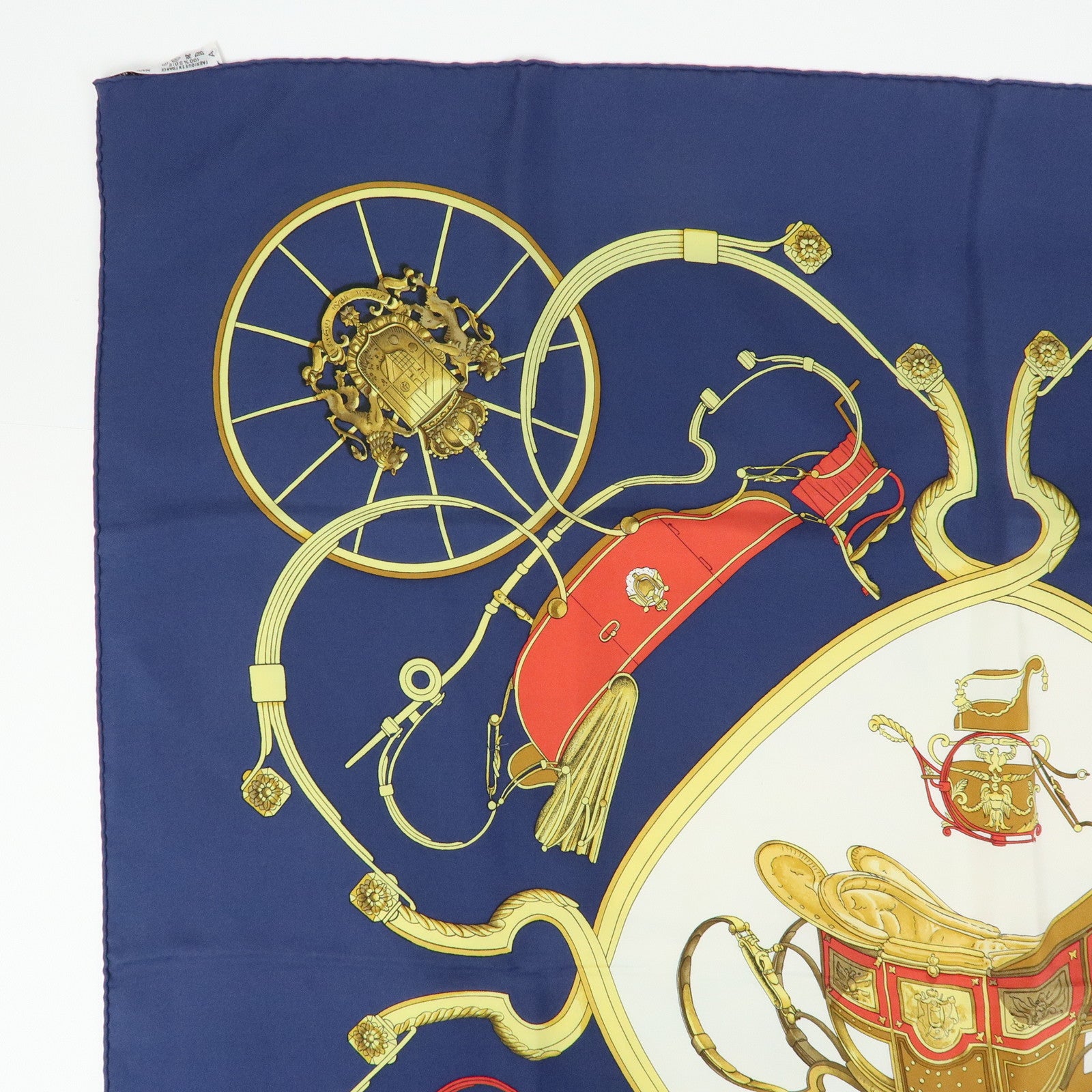 HERMES Carre 90 Silk 100% Scarf SPRINGS Navy White Yelllow Red