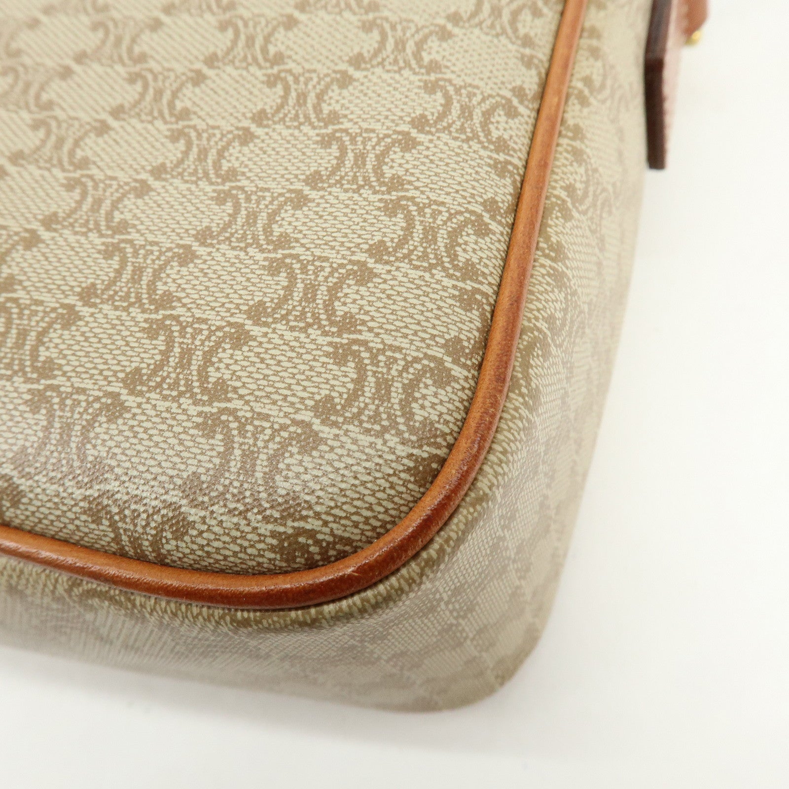 CELINE Macadam PVC Leather Shoulder Bag Crossbody Bag Beige