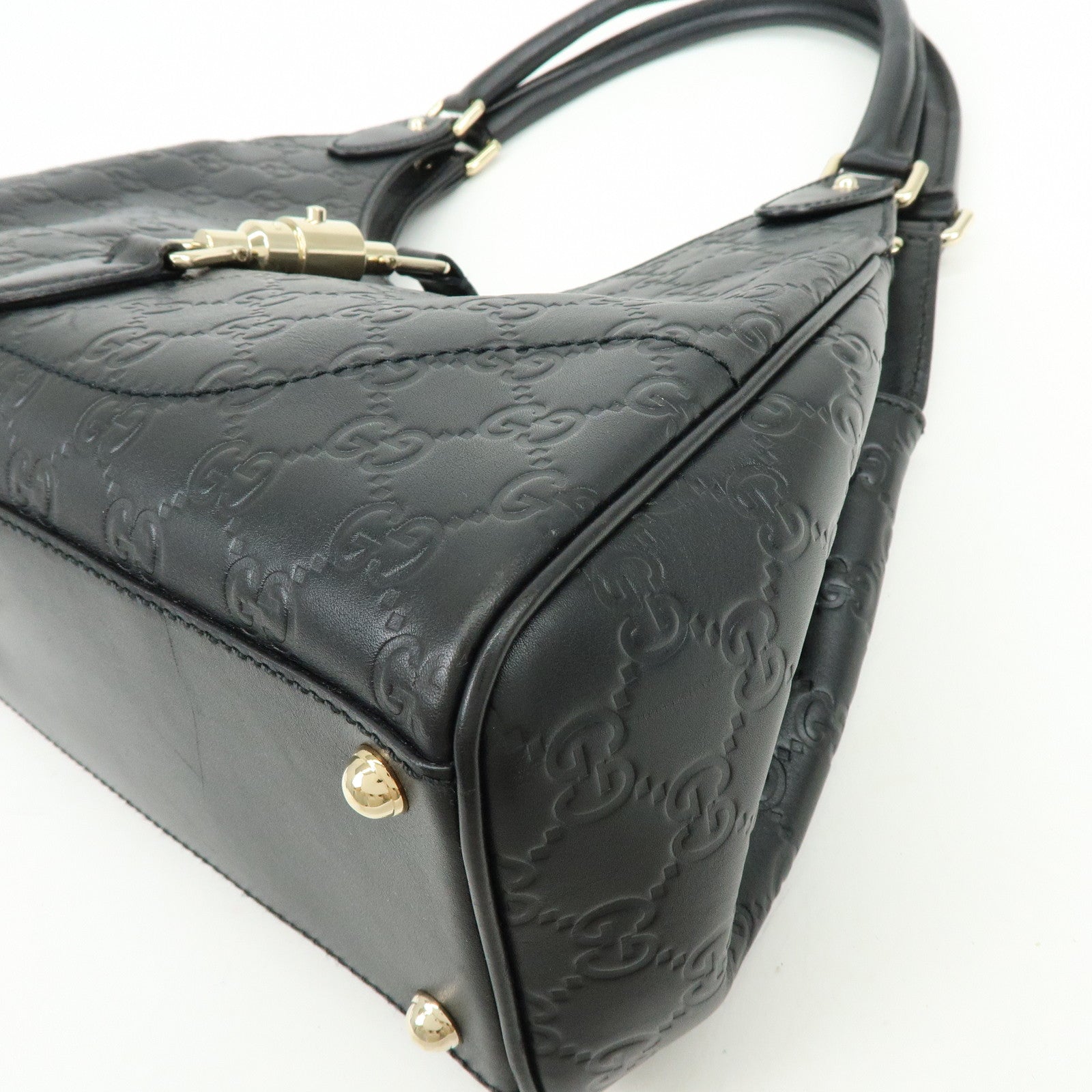 GUCCI Jackie Guccissima Leather Hand Bag Shoulder Bag Black 14819