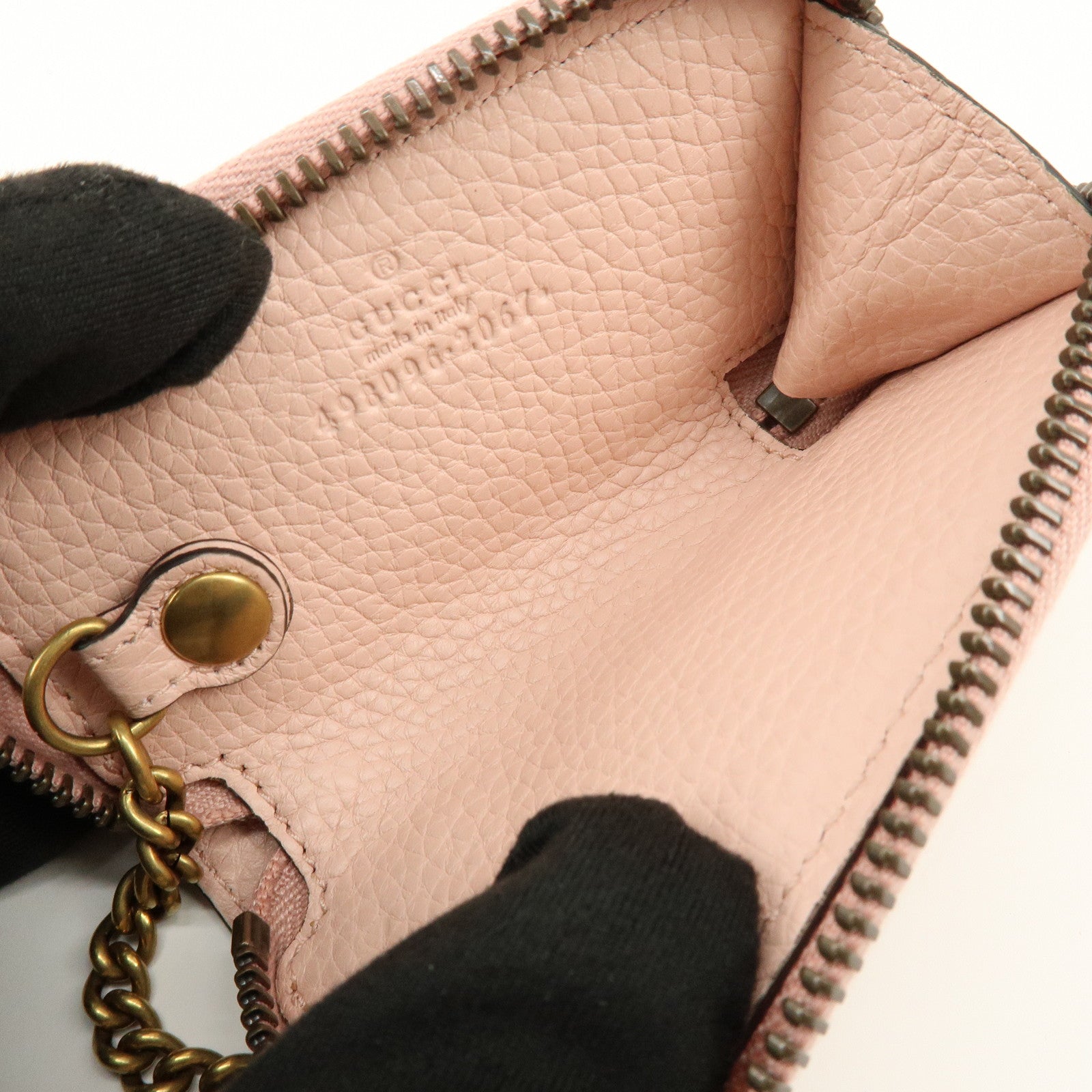 GUCCI Animalier Leather 6 Ring Key Case Key Holder Pink 498096