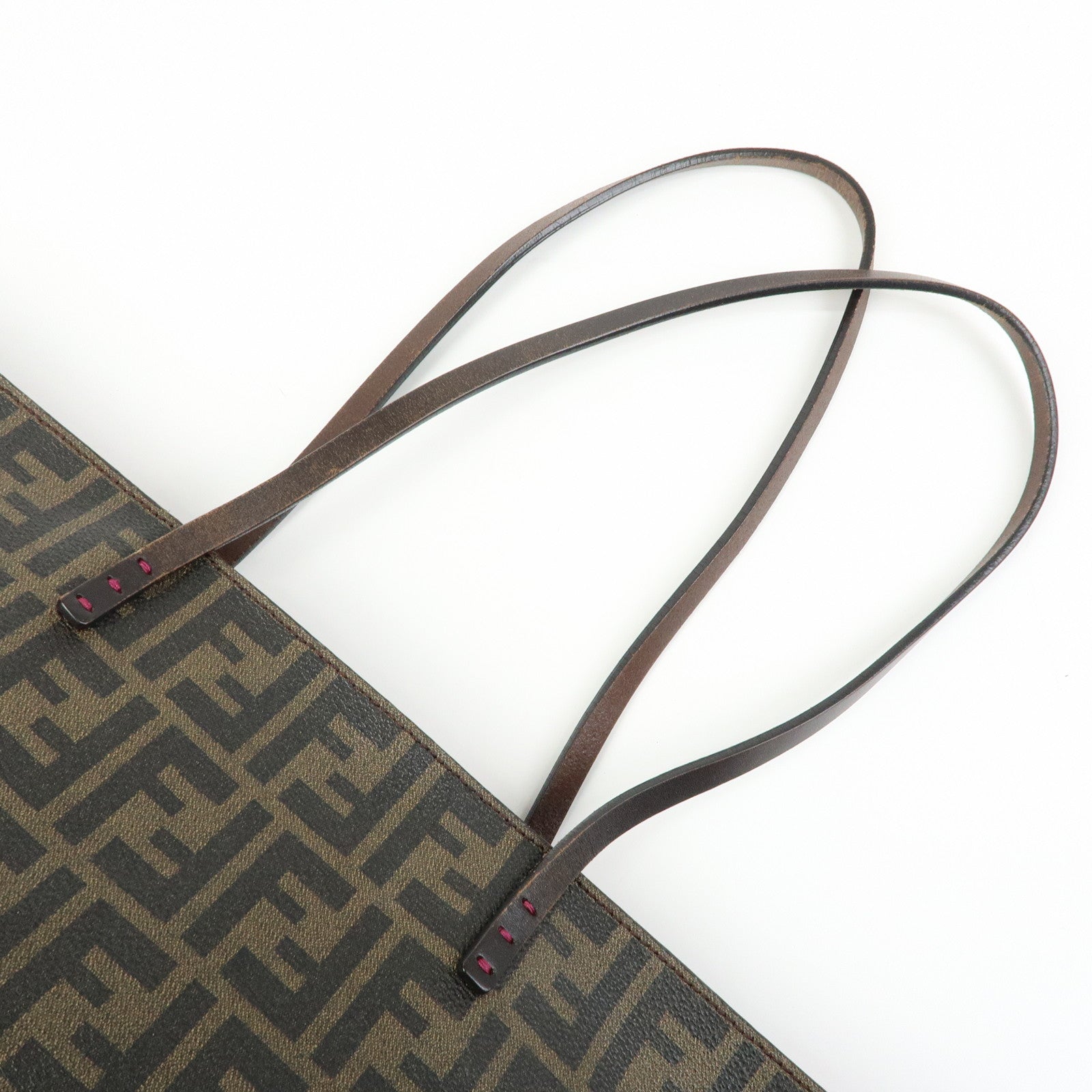 FENDI Zucca PVC Leather Tote Bag Shoulder Bag Brown Black 8BH198