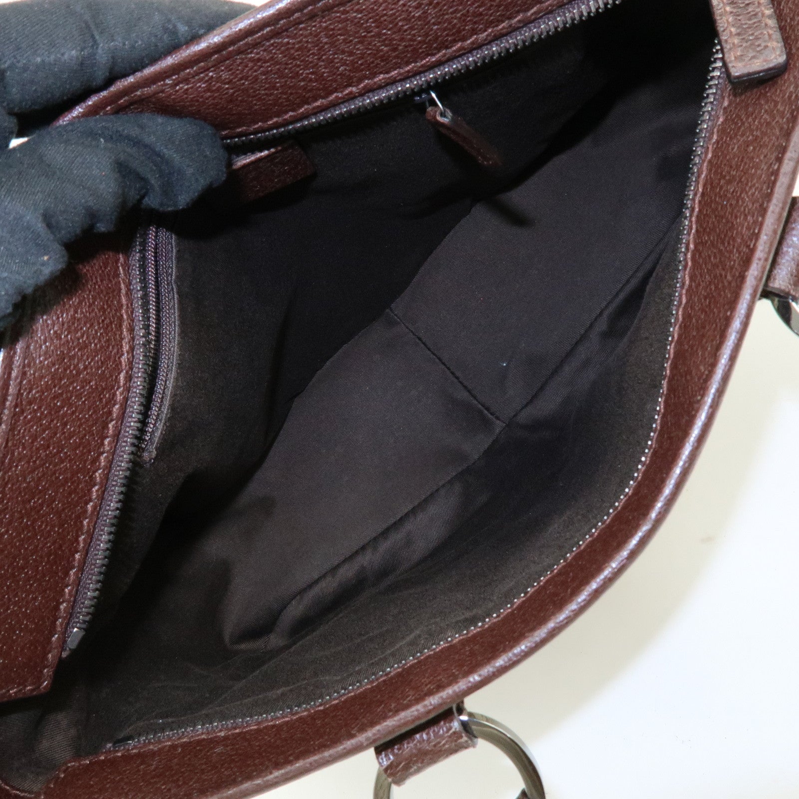 GUCCI GG Canvas Leather Tote Bag Hand BagBrown 113011