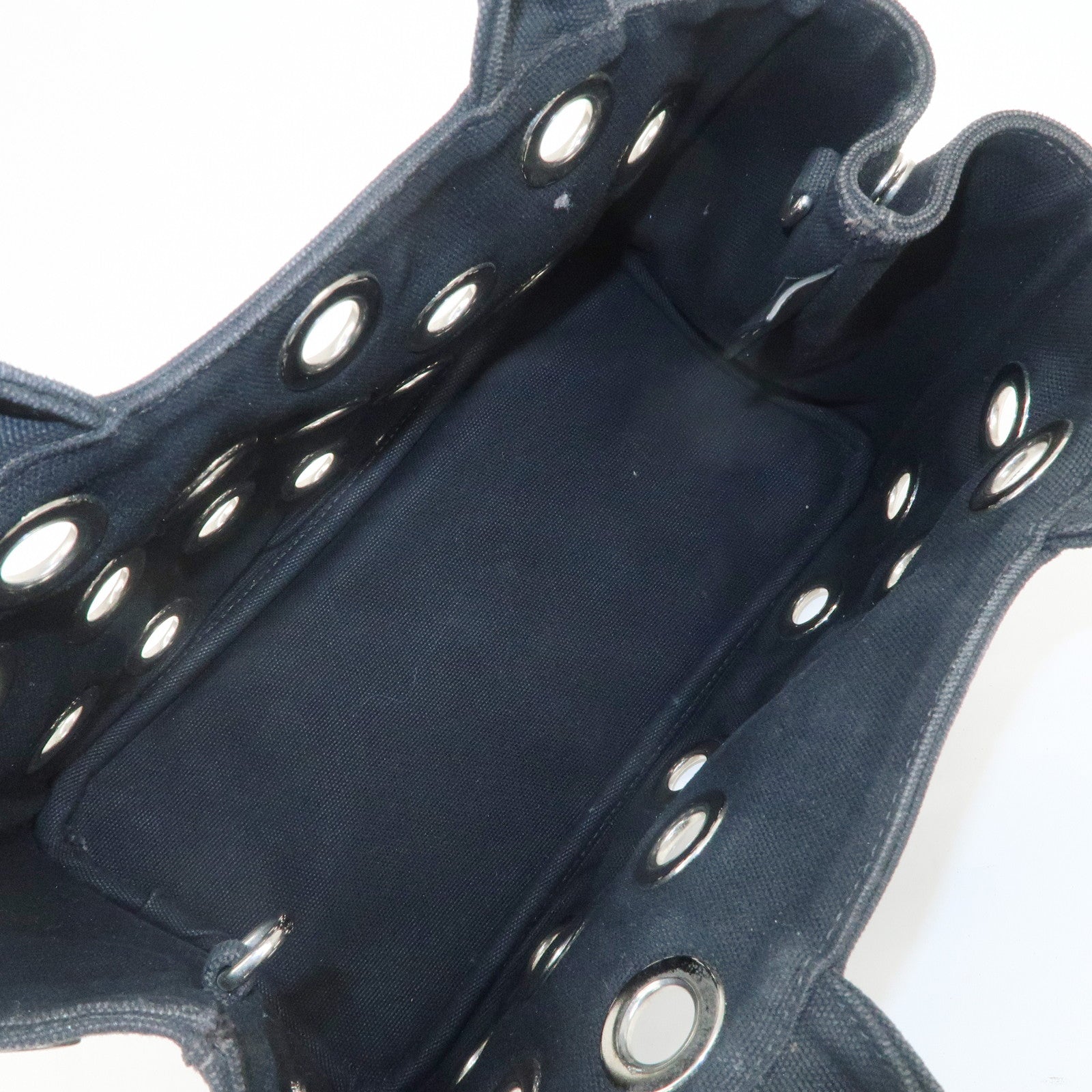 PRADA Canapa Mini Canvas Grommet 2Way Bag Hand Shoulder Bag Black