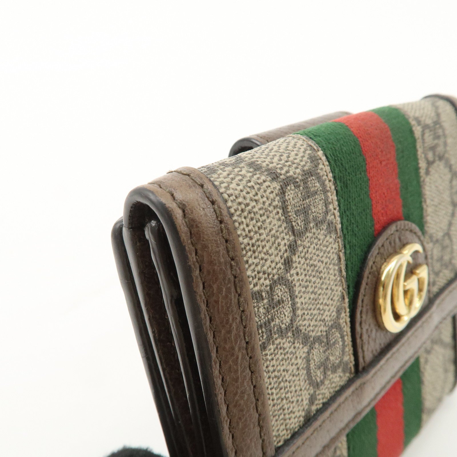 GUCCI Ophidia Sherry GG Supreme Wallet Beige Brown 523173 Used