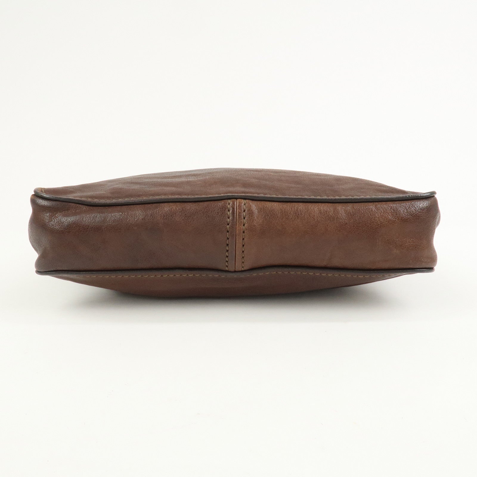 MIU MIU Logo Leather Shoulder Bag Crossbody Bag Brown