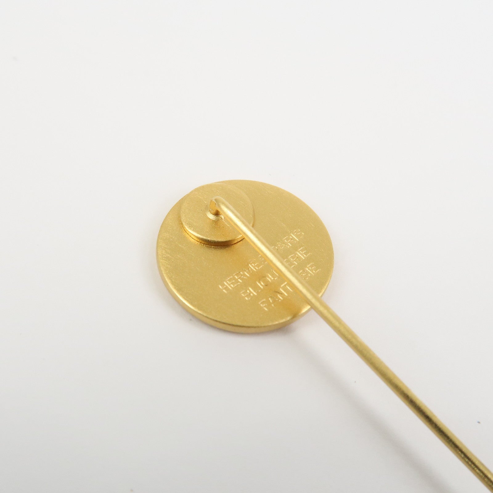HERMES Sellier Pin Brooch Metal Gold