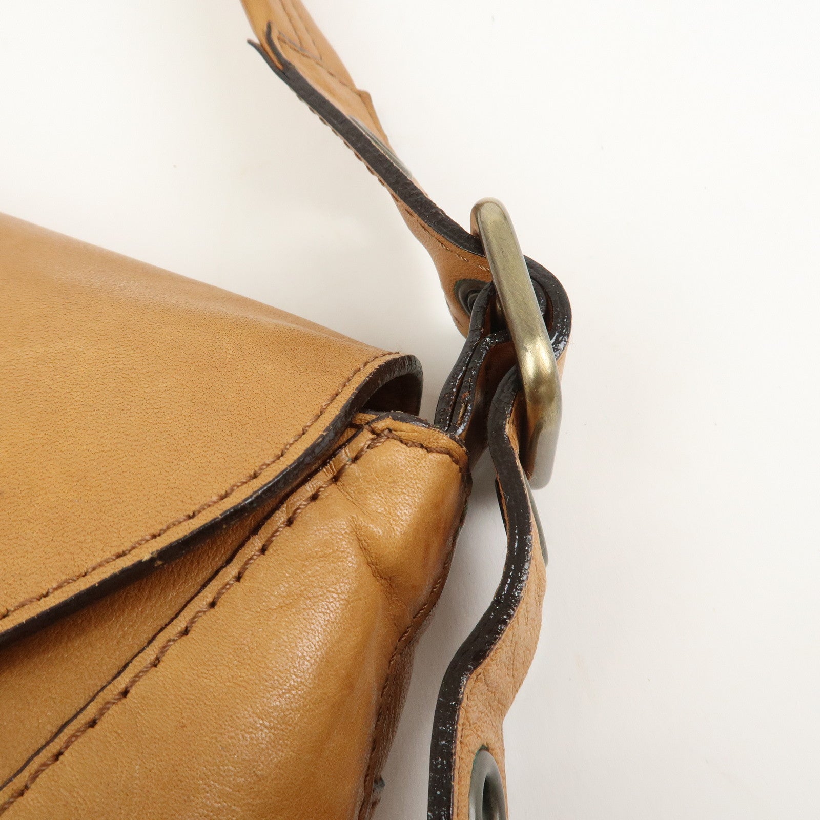 Chloe Logo Leather Shoulder Bag Hand Bag Crossbody Bag Brown