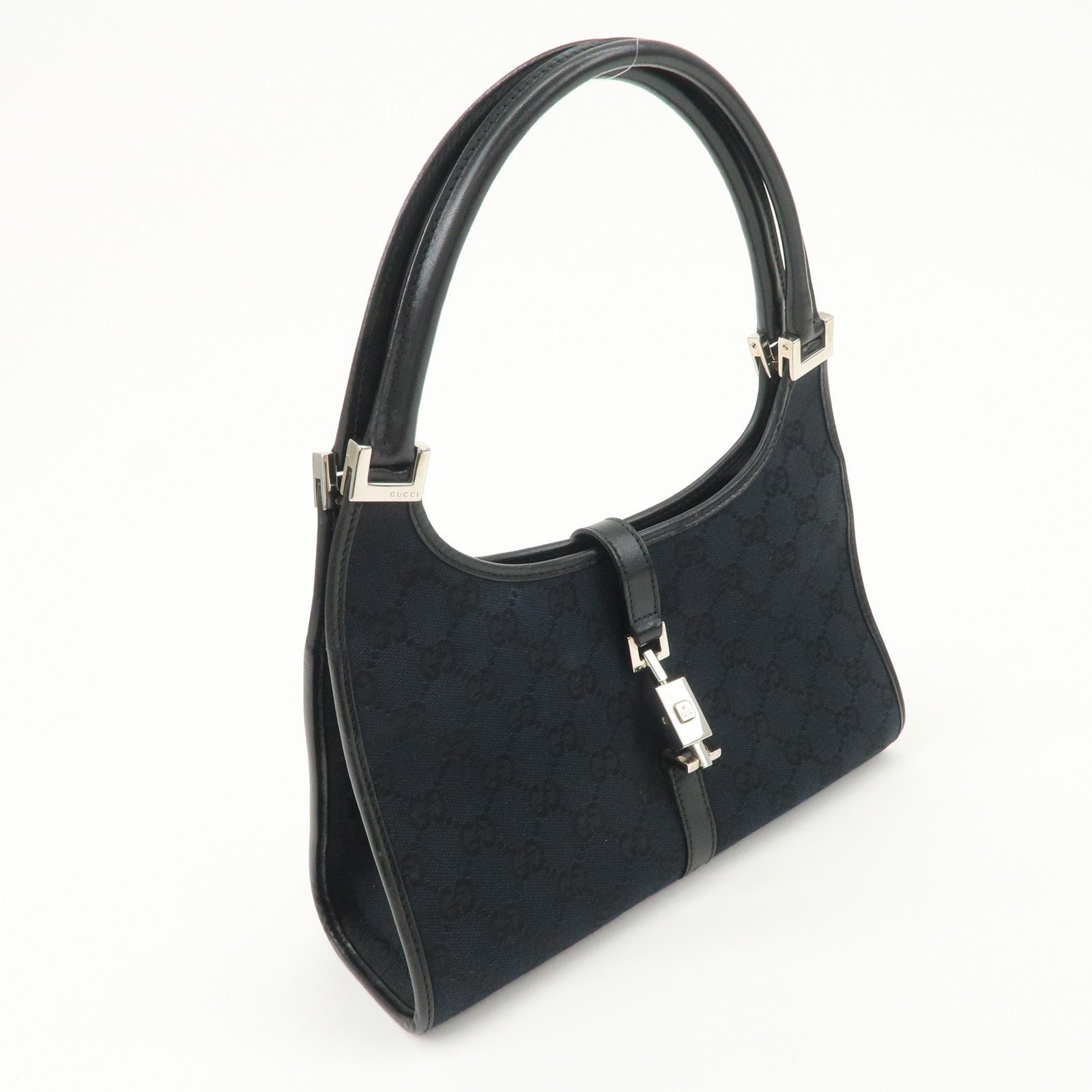 GUCCI Jackie GG Canvas Leather Shoulder Bag Hand Bag Black 002.1068