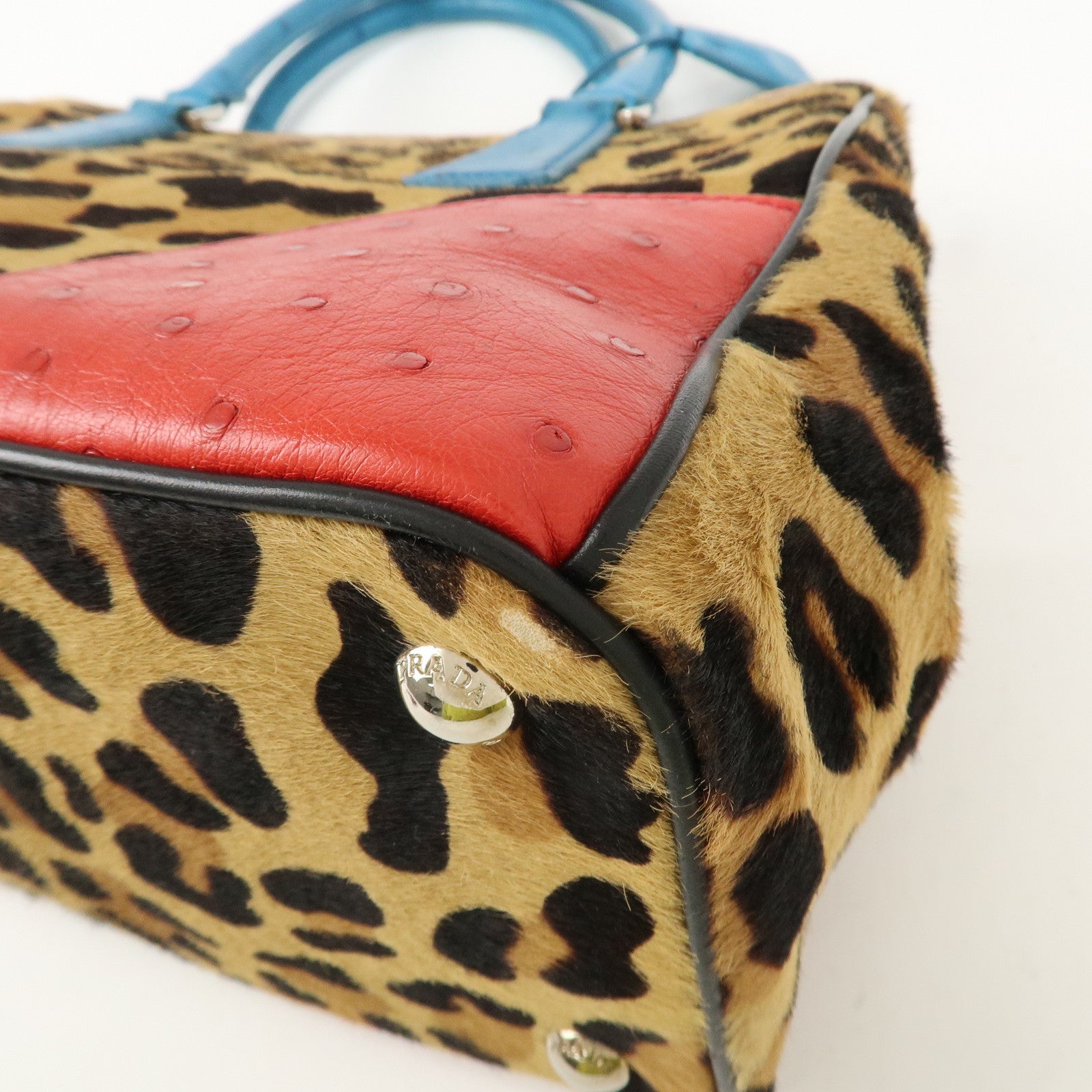 PRADA Galleria Triangle Logo Unborn Calf Leather 2Way Bag 1BA863 Used