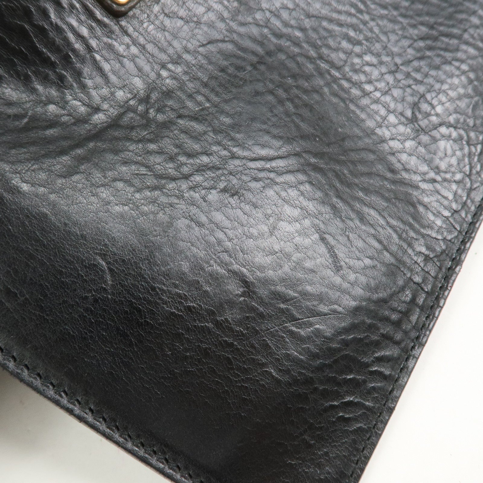 Ferragamo Gancini Calf Leather Shoulder Bag Hand Bag Black