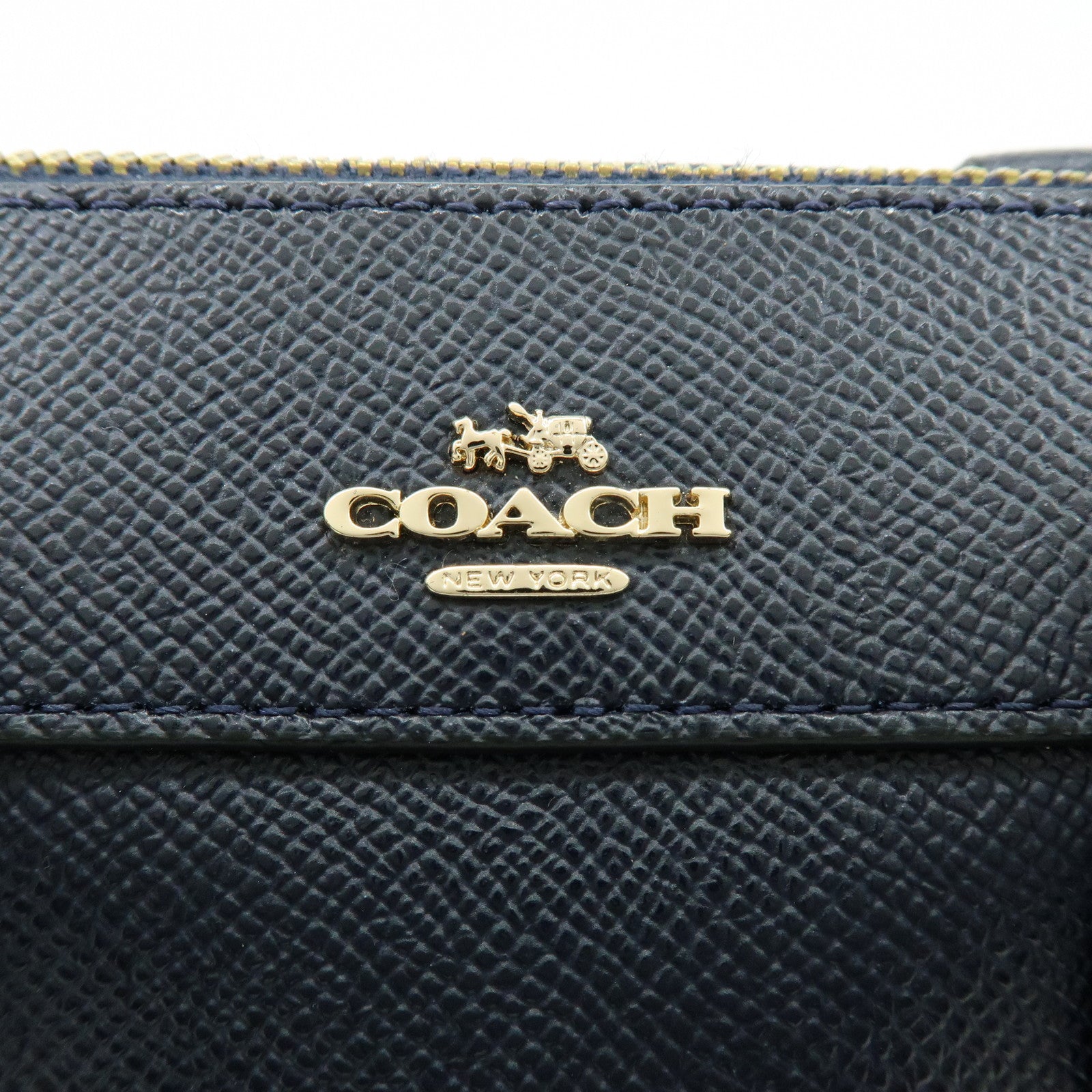 COACH Leather 2Way Shoulder Bag Hand Bag Navy