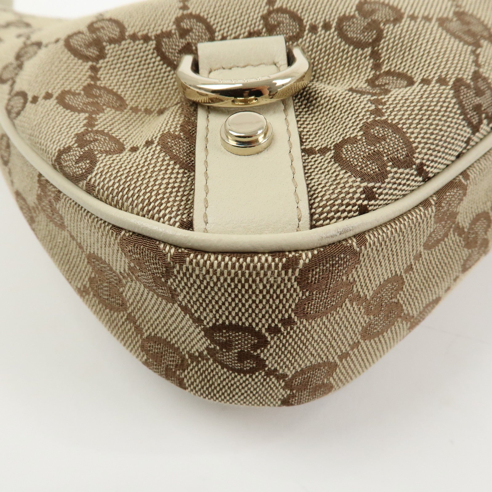 GUCCI Abbey GG Canvas Leather Shoulder Bag Brown Ivory 130738