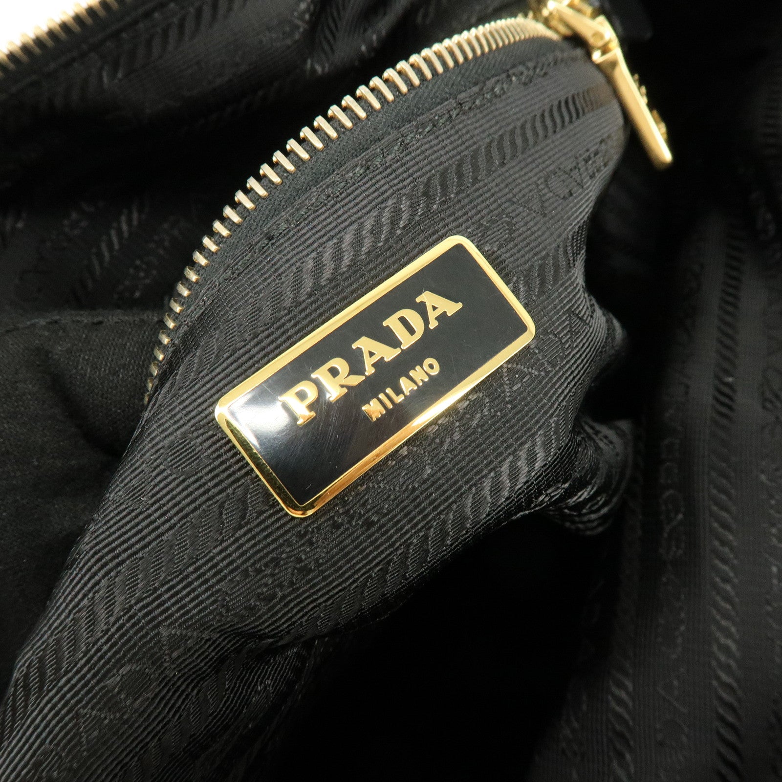 PRADA Triangle Logo Nylon Saffiano Leather 2Way Bag Hand Bag Black