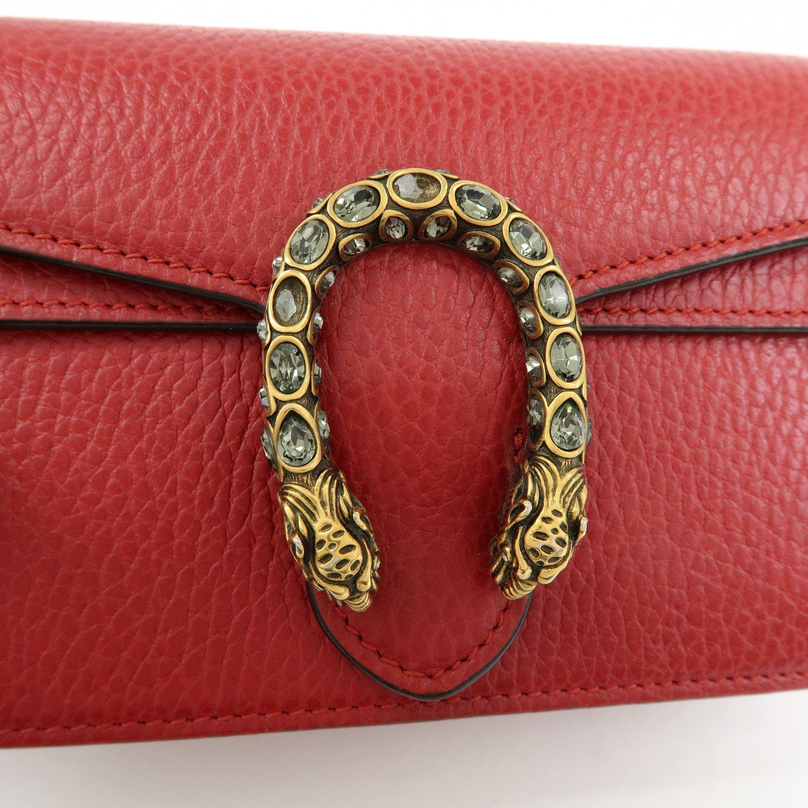 GUCCI Dionysus Super Mini Bag Leather Chain Shoulder Bag Red 476432