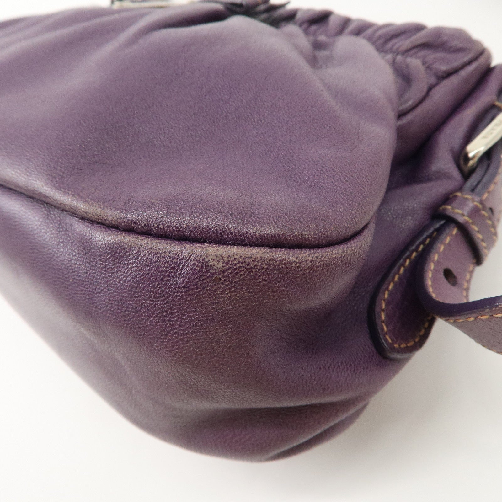 PRADA Ribbon Leather Shoulder Bag Hand Bag Purple Used