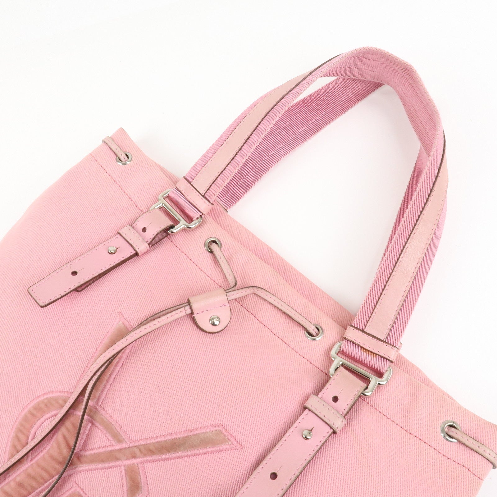 Saint Laurent Canvas Leather Kahara Tote Bag Shoulder Bag 121631 Used
