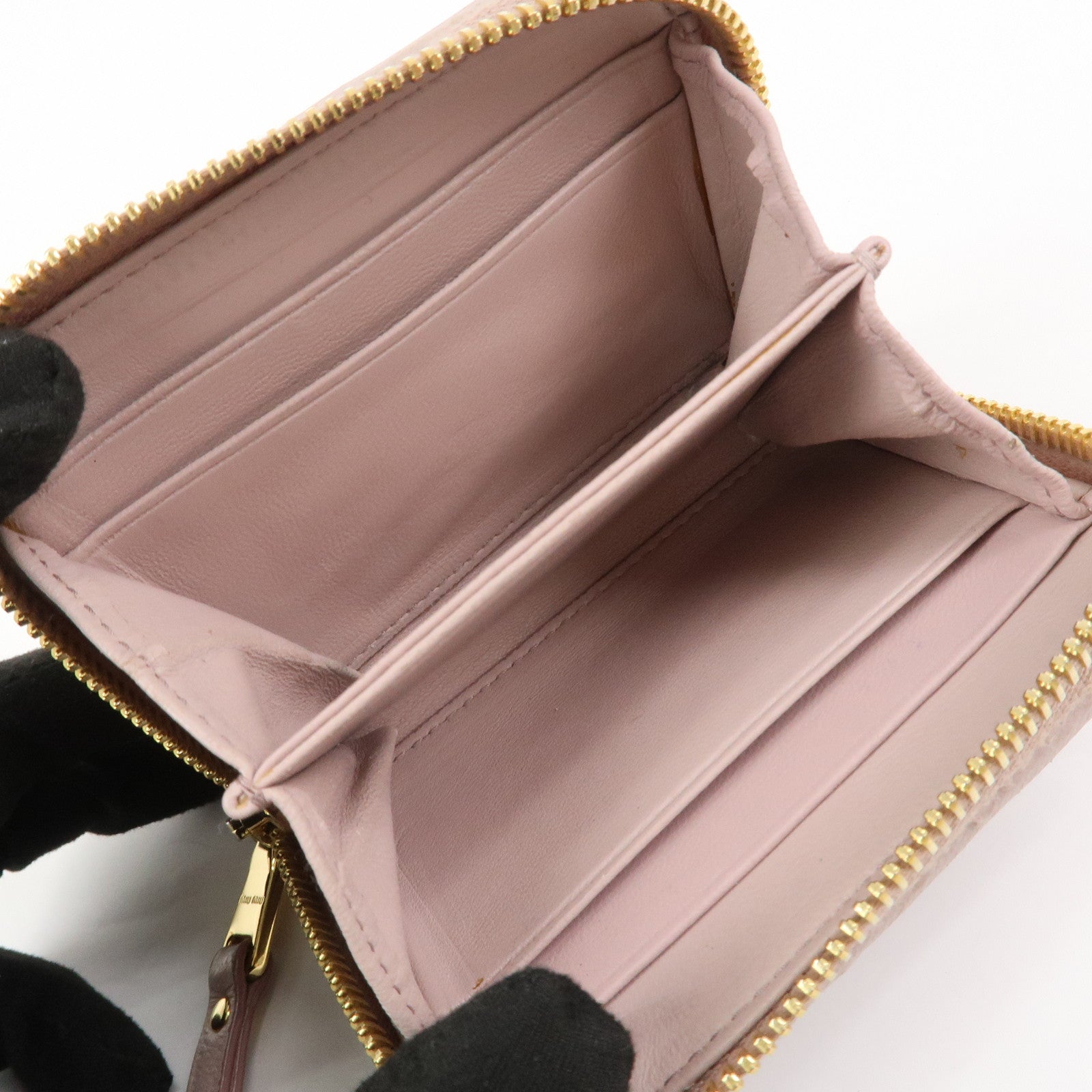 MIU MIU Matelasse Set of 3 Wallet Key Case Pink Beige Green