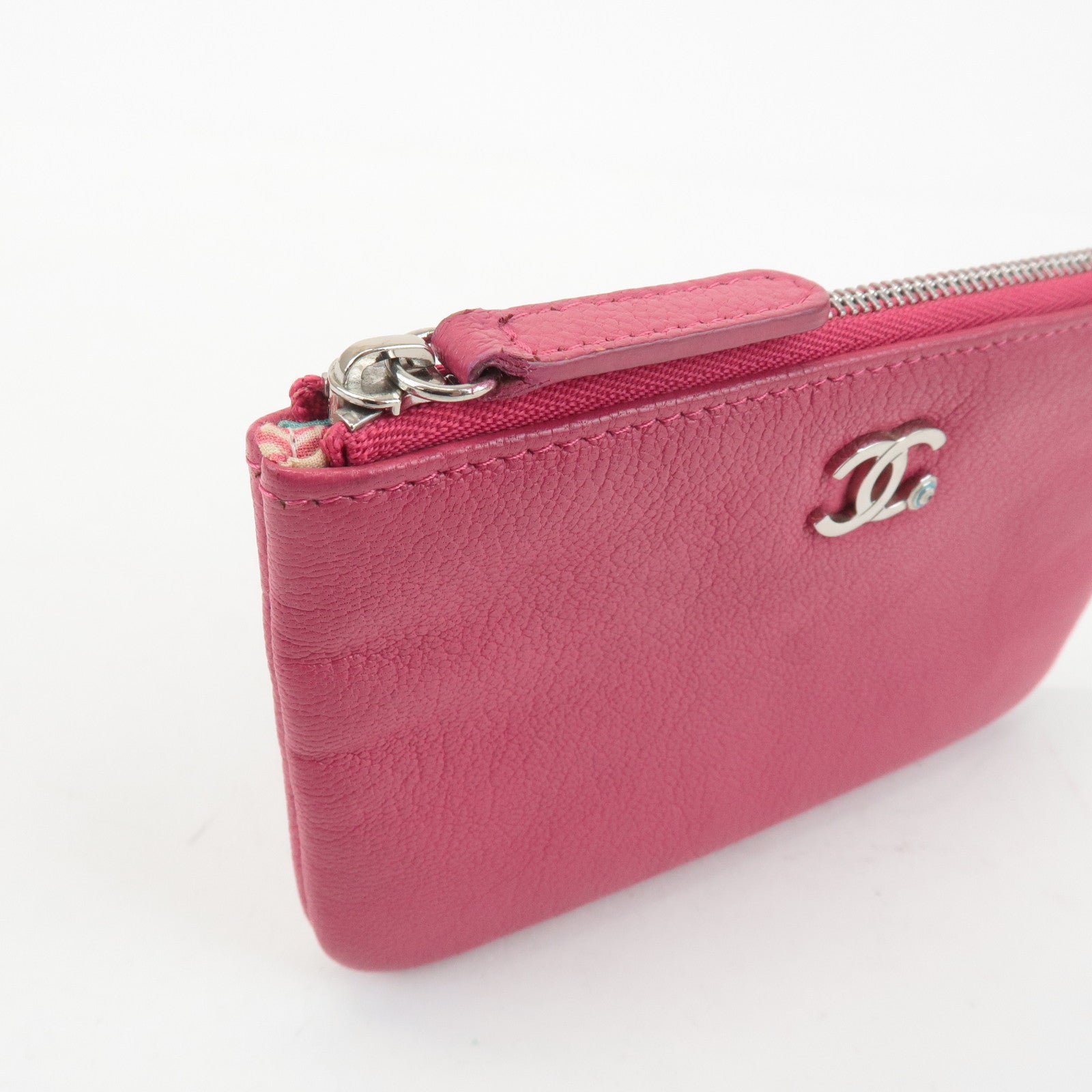 CHANEL COCO Mark Caviarskin Pouch Cosmetic Pouch Pink Used