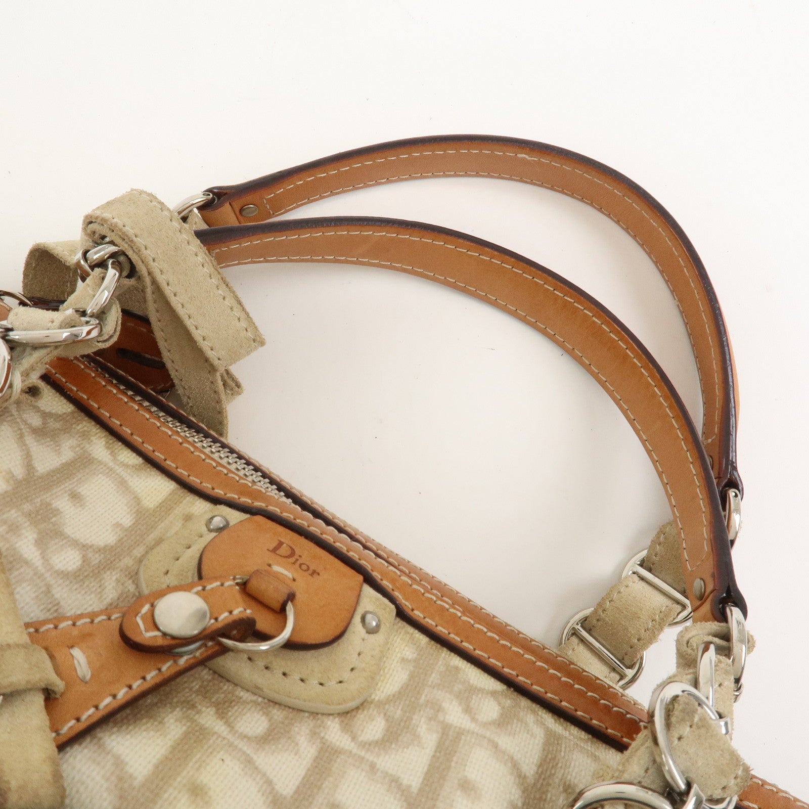 Christian Dior Romantic Trotter PVC Leather Hand Bag Beige