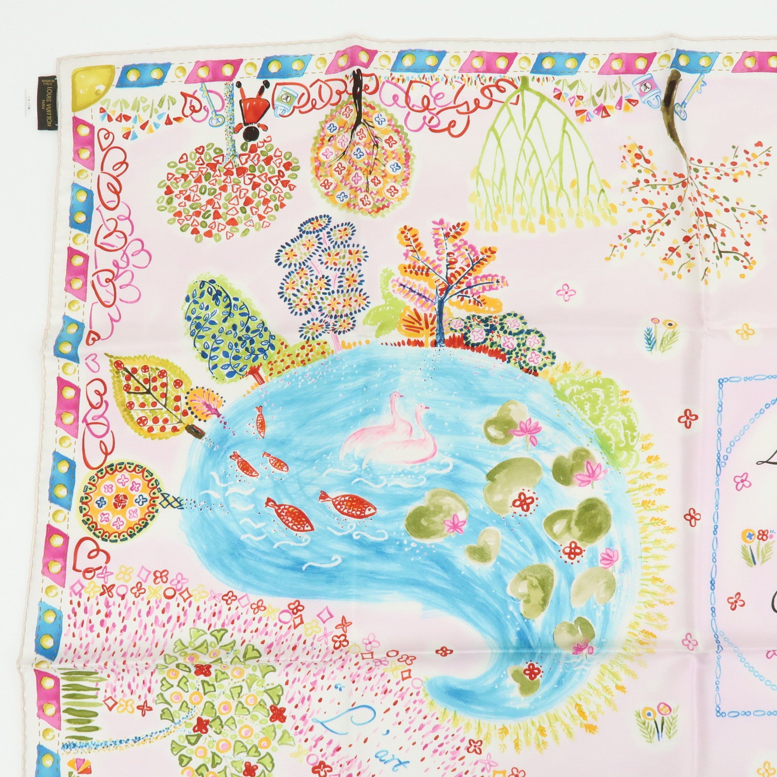 Louis Vuitton Silk 100% Scarf Voyage Autour De Ma Malle M72898