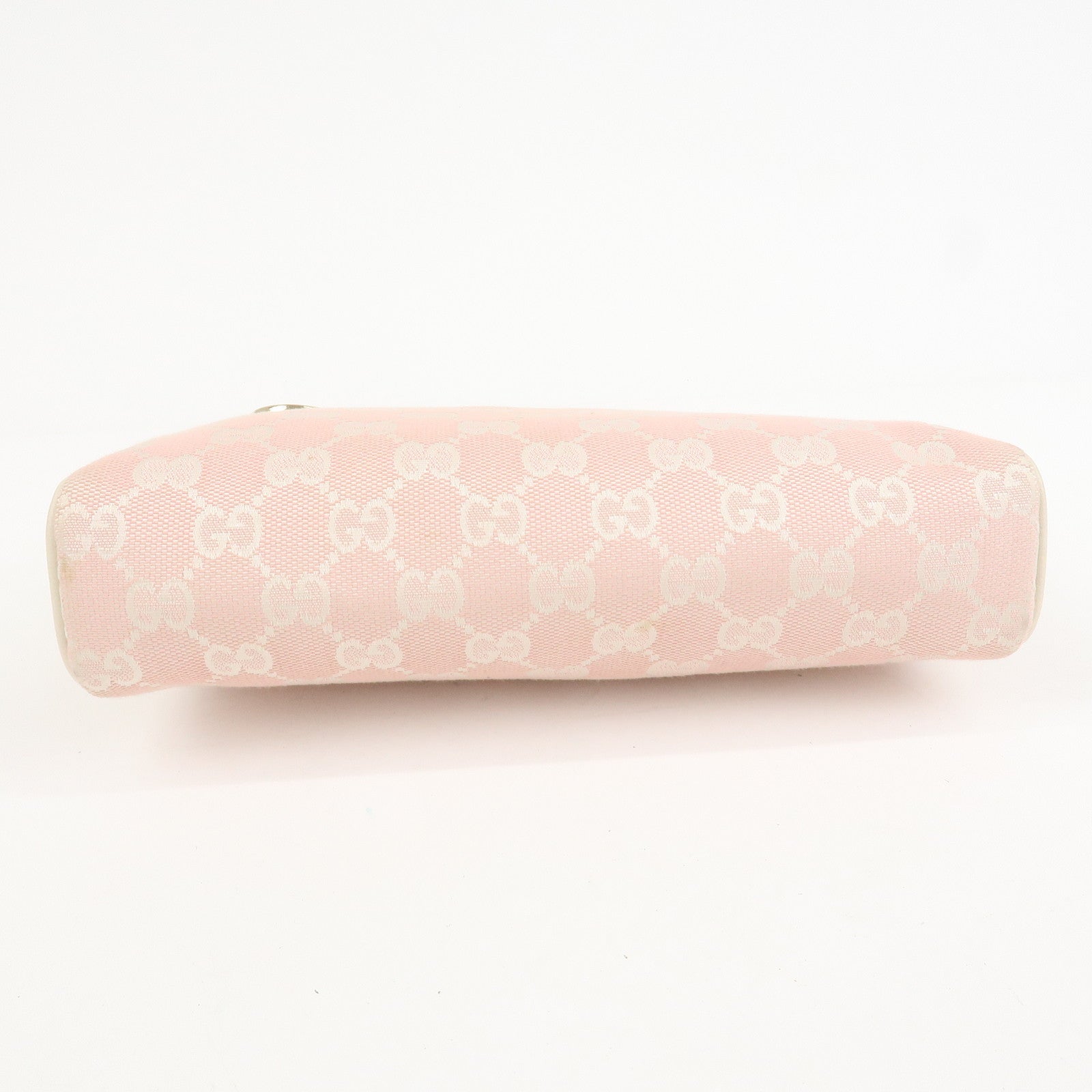 GUCCI Abbey GG Canvas Leather Pouch Hand Bag Pink Ivory 145750