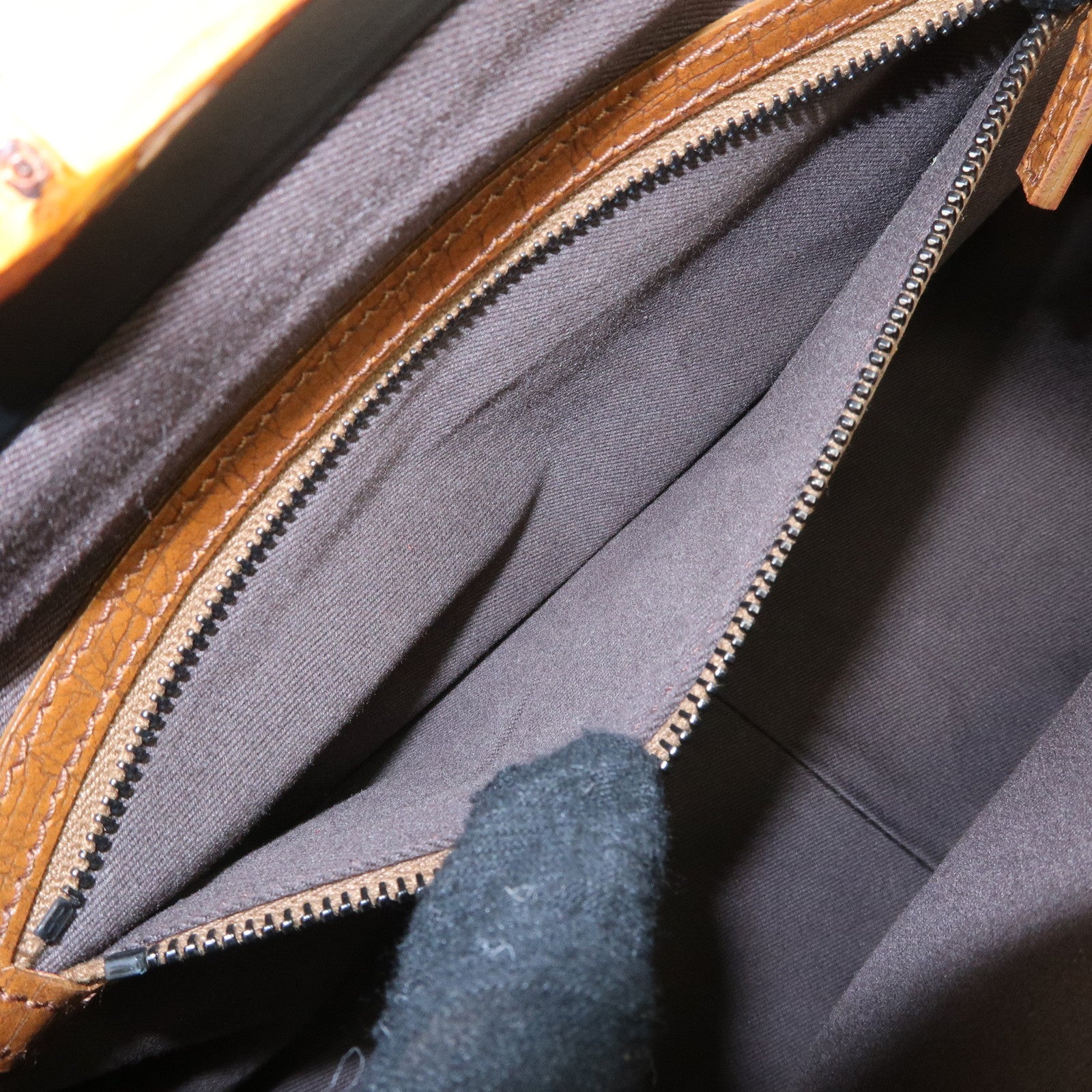 GUCCI Bamboo GG Canvas Leather Hand Bag Beige Brown 112366 Used