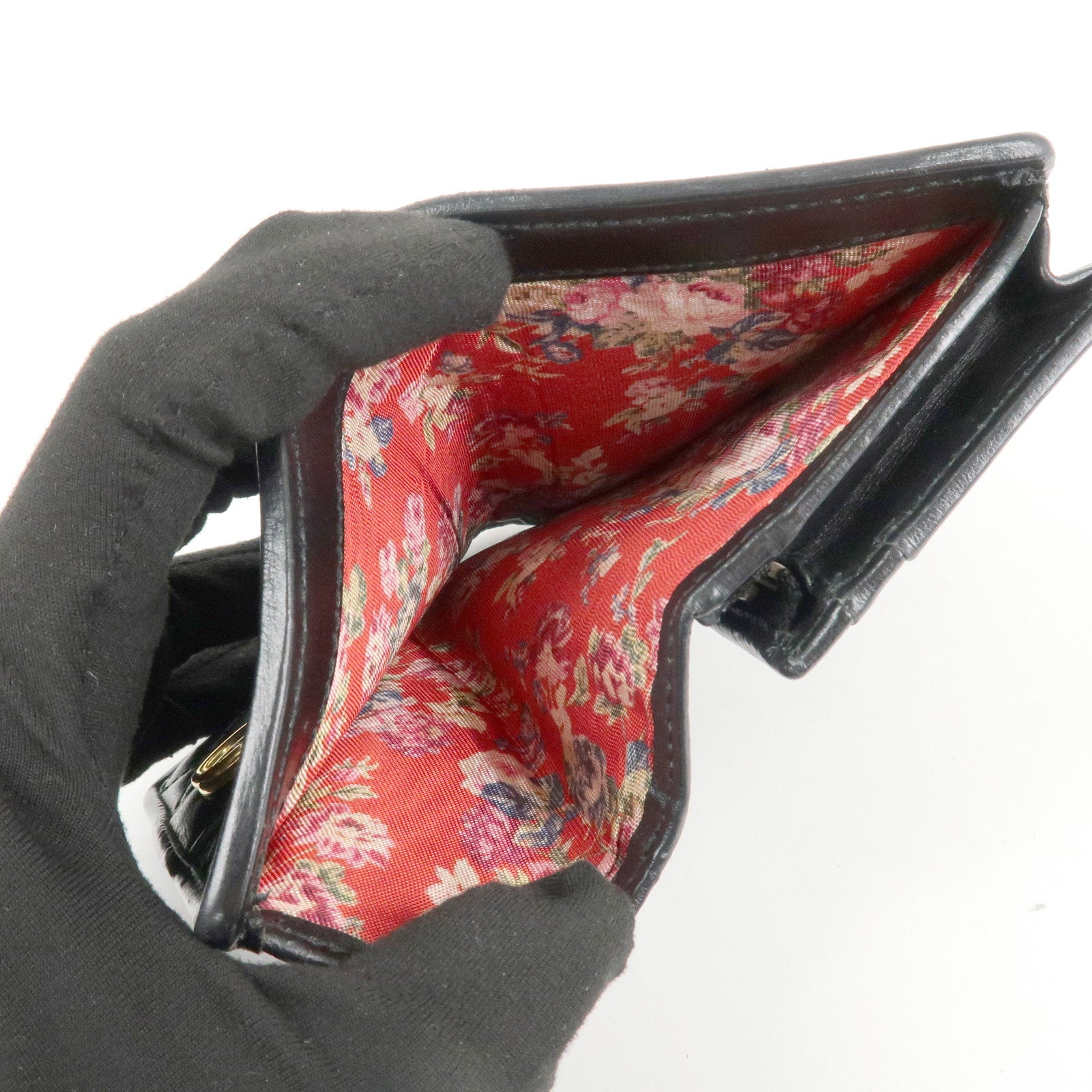 GUCCI Sherry GG Marmont Leather Bi-Fold Wallet Black 536453 Used