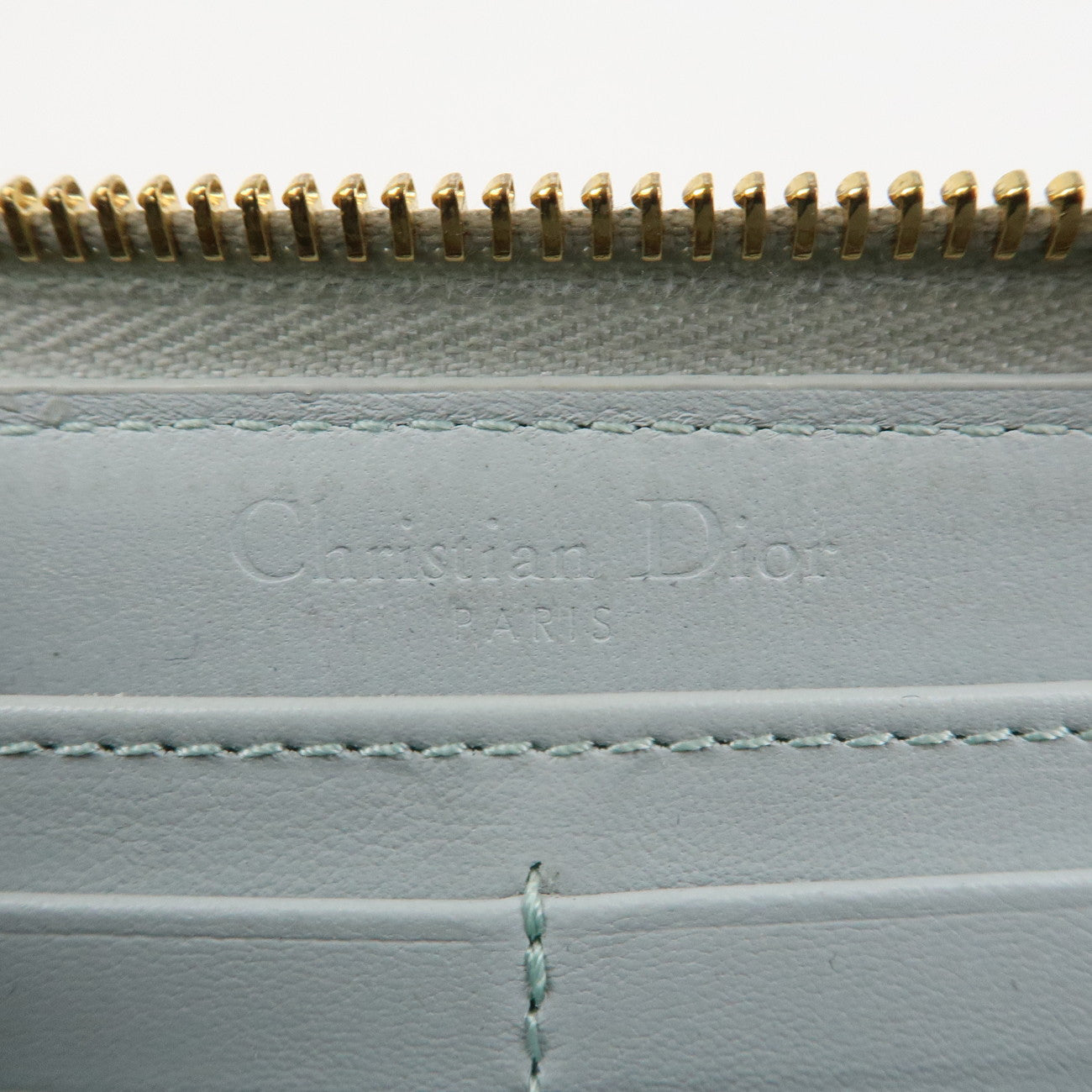 Christian Dior Cannage Patent Leather Zippy Long Wallet Light Blue Used