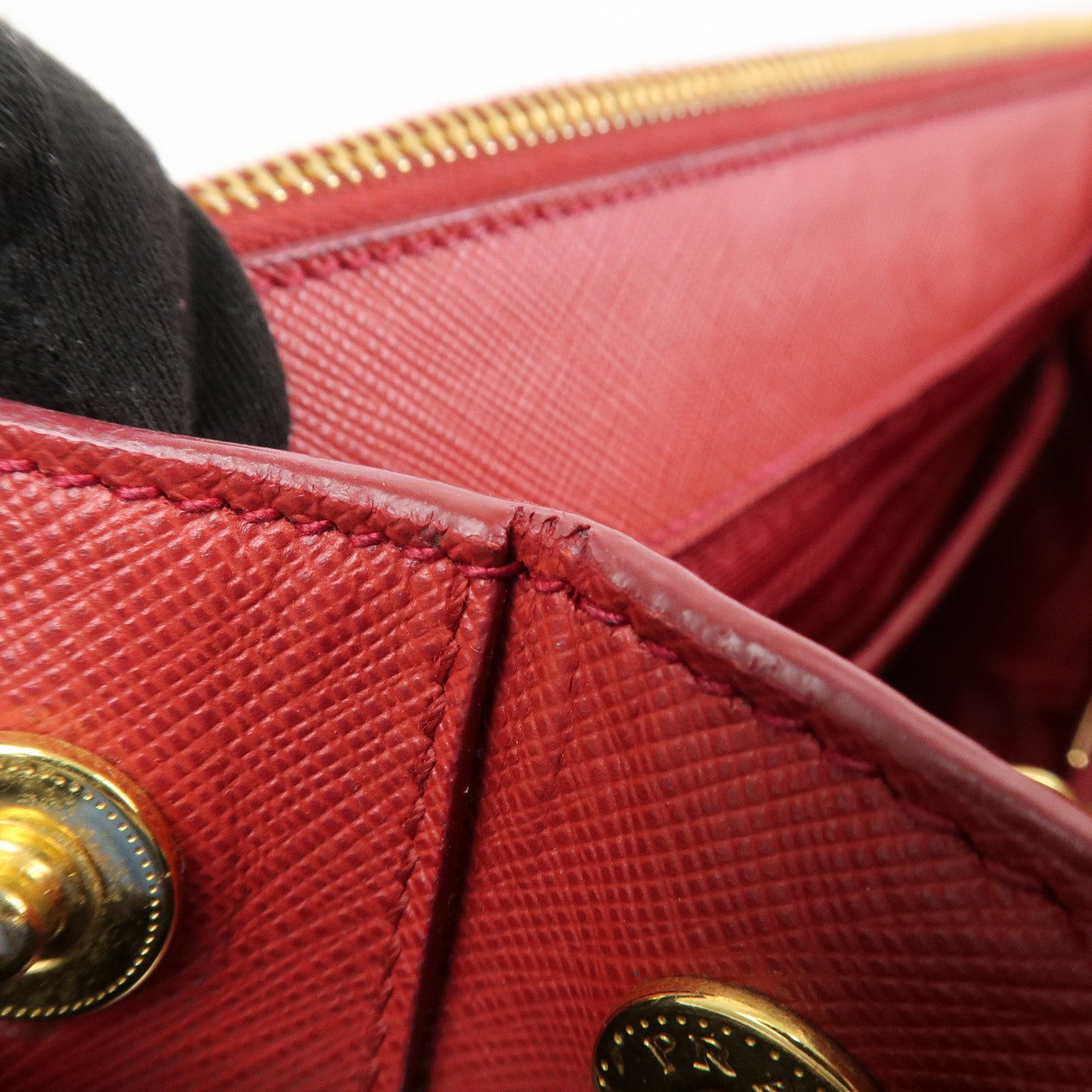 PRADA Triangle Logo Saffiano Leather Galleria 2WAY Bag Red BN1874