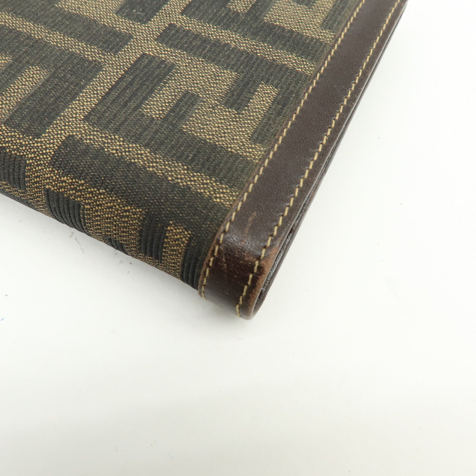 FENDI Zucca Canvas Leather Agenda Planner Cover Brown Black 30153