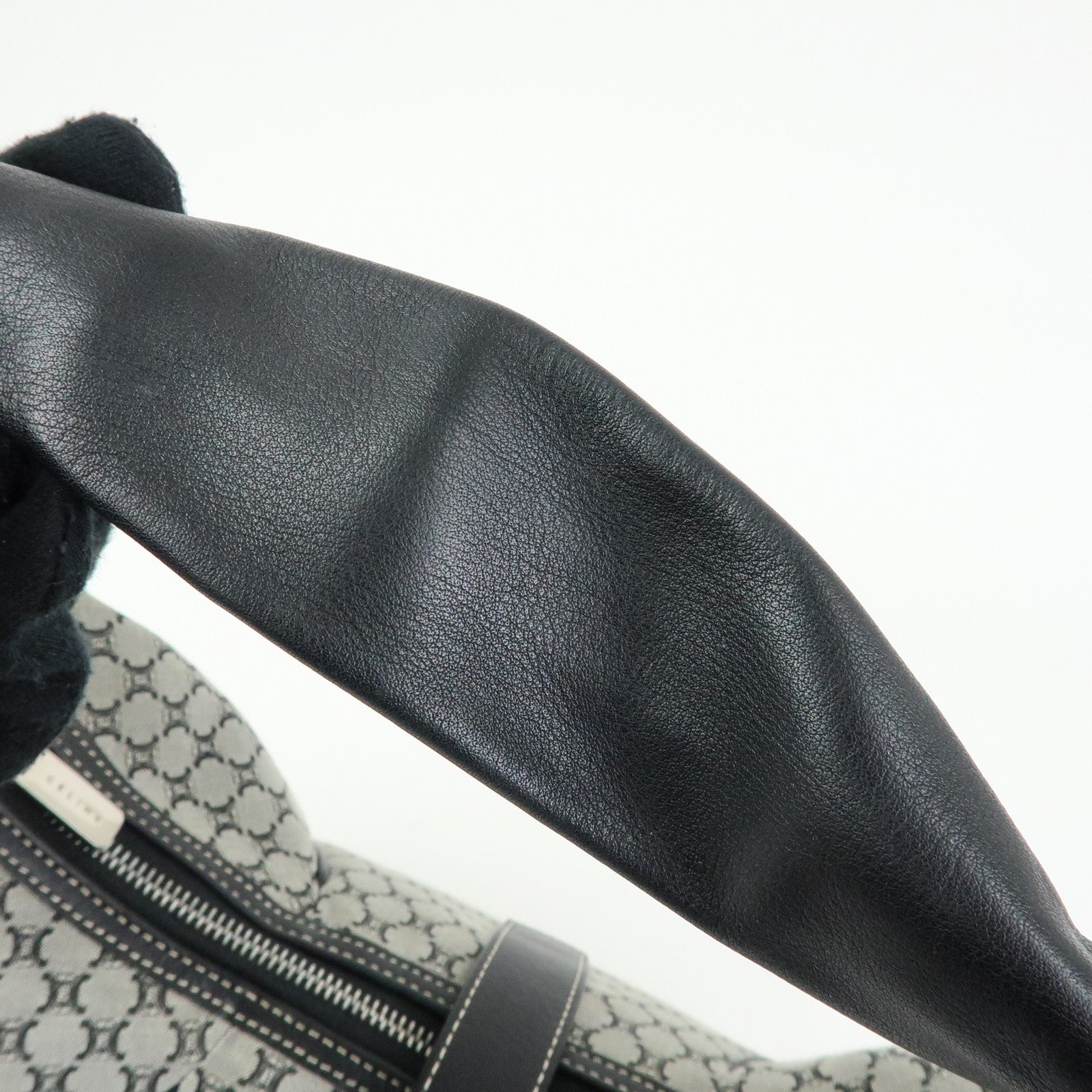 CELINE Macadam Canvas Leather Shoulder Bag Grey Black