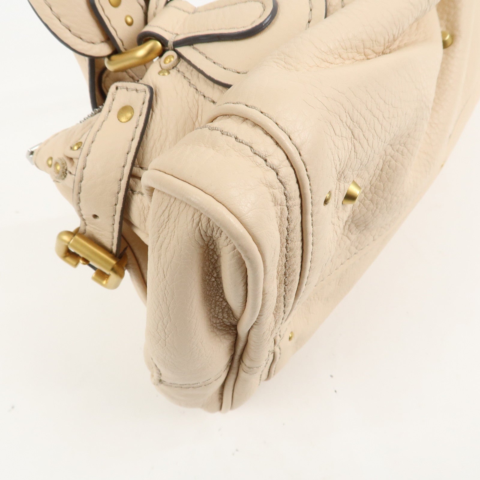 Chloe Paddington Leather Medium Shoulder Bag Hand Bag Beige