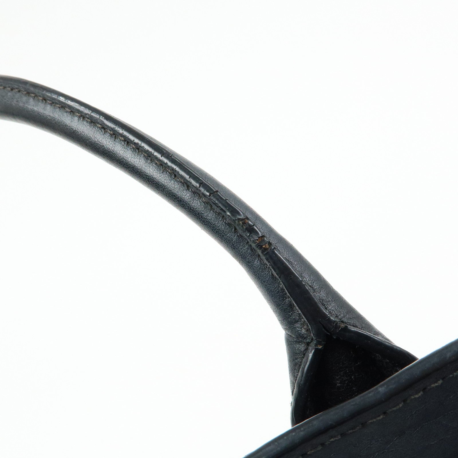 PRADA Triangle Logo Calf Leather 2Way Hand Bag Shoulder Bag Black