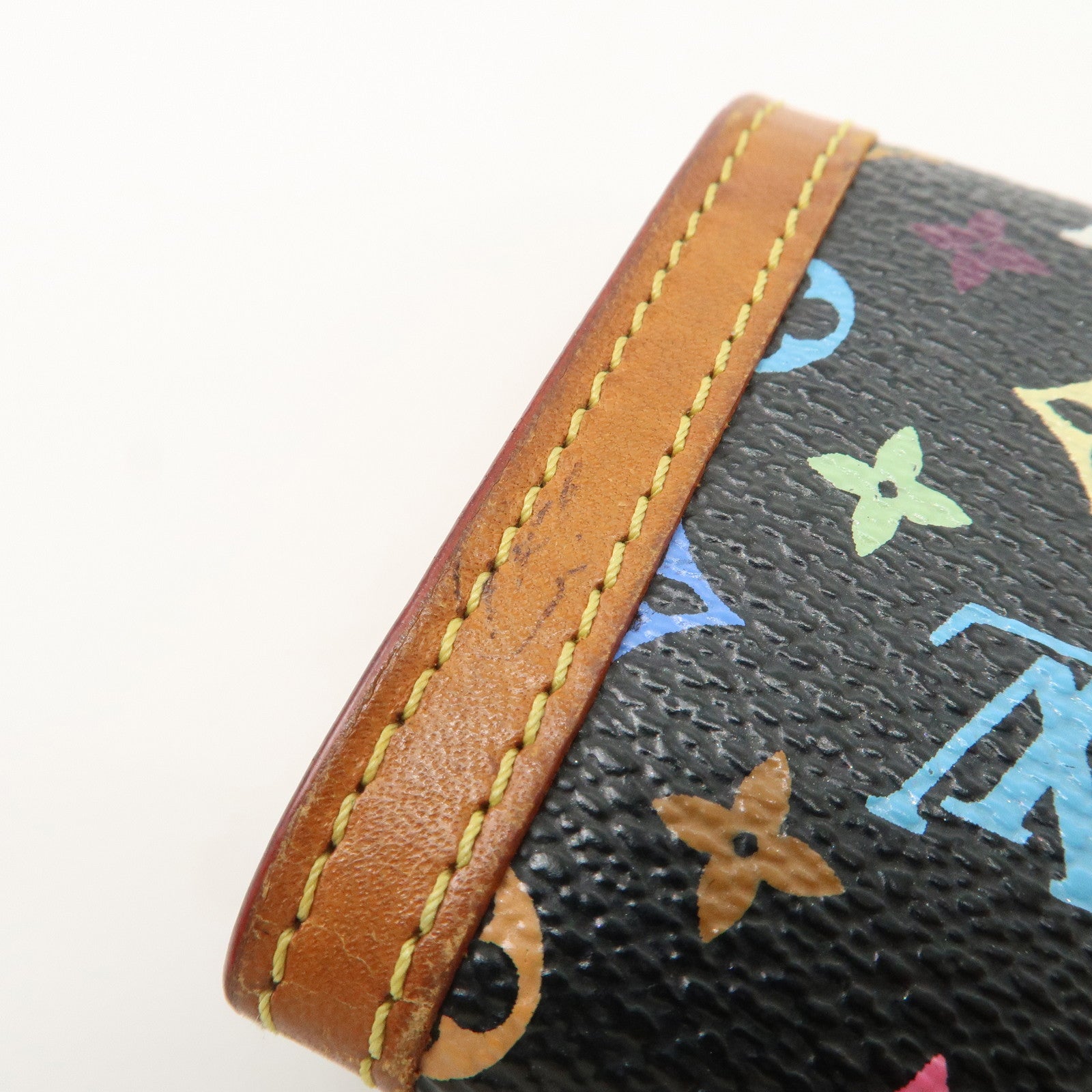 Louis Vuitton Monogram Multicolor Porte Monnaie Plat Coin Case Noir M92656 Used
