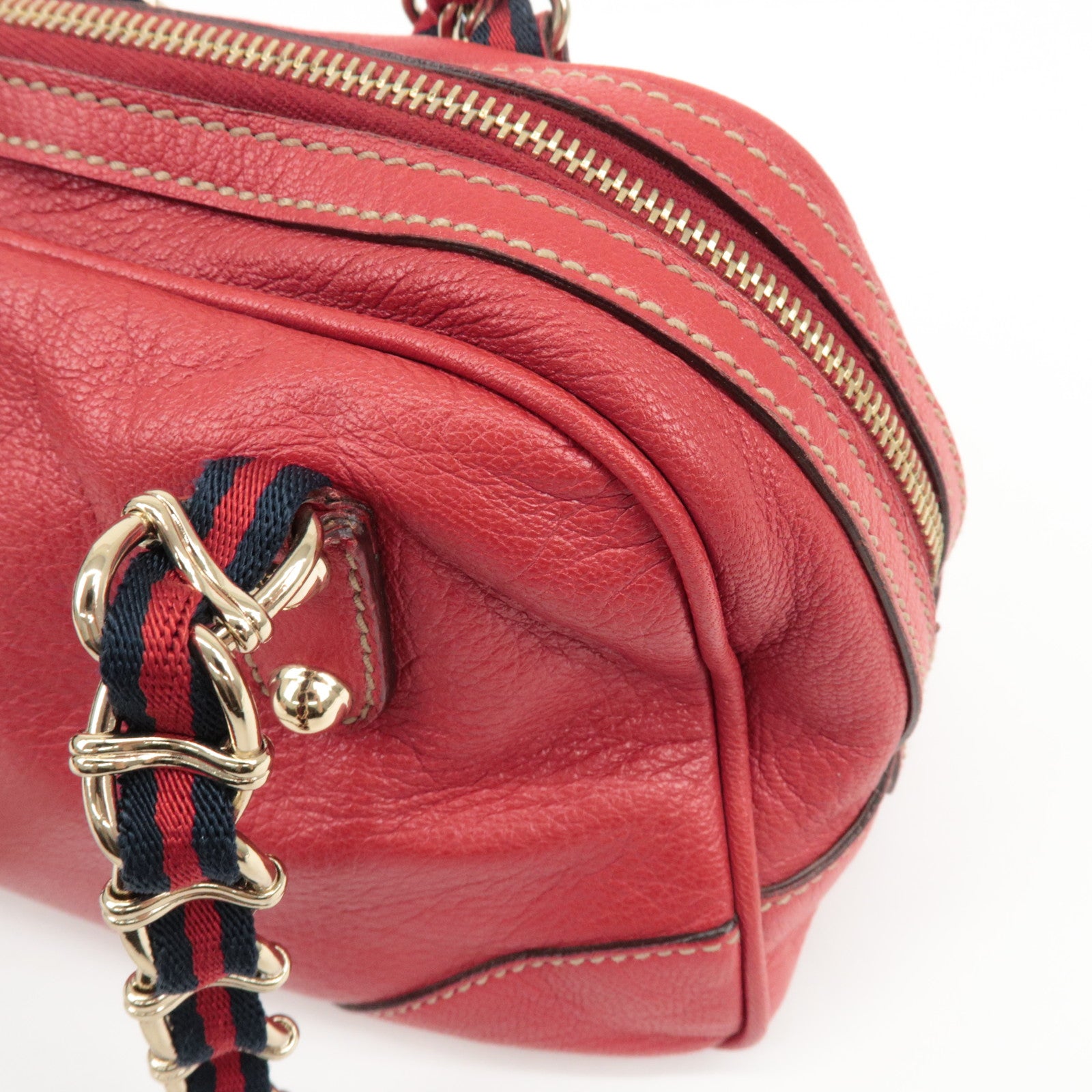 GUCCI Sherry Leather Chain Shoulder Bag Red 152462 Used