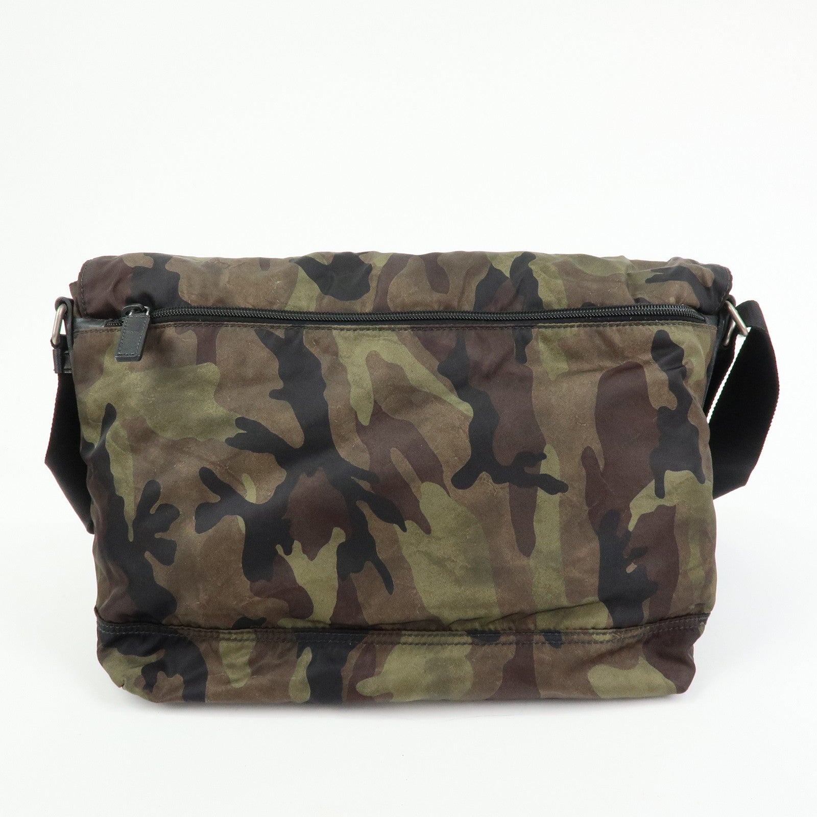 PRADA Triangle Logo Camouflage Nylon Saffiano Leather Shoulder Bag
